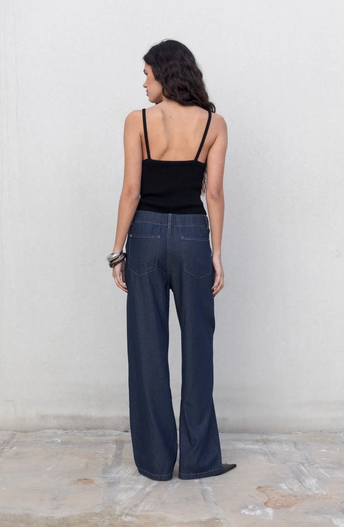 Pantalón Fluido Efecto Denim