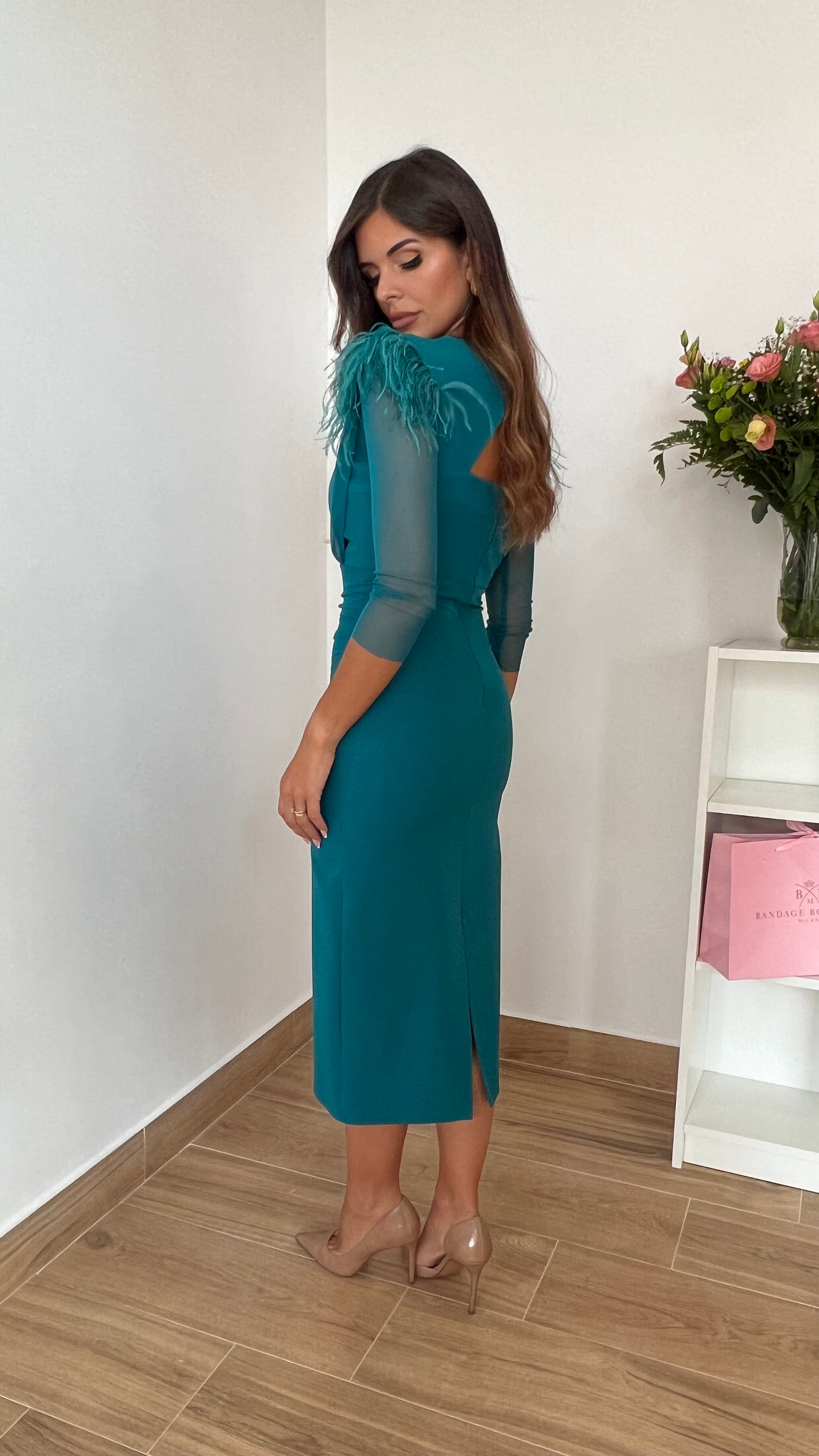 Vestido Leonor Escote V Océano “Made in Spain”
