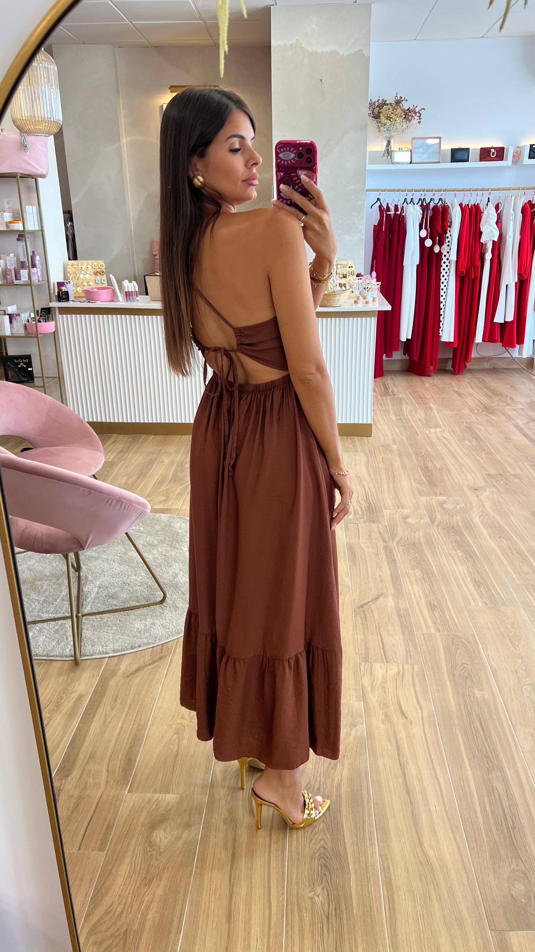 Vestido Chocolate Largo Coquitos