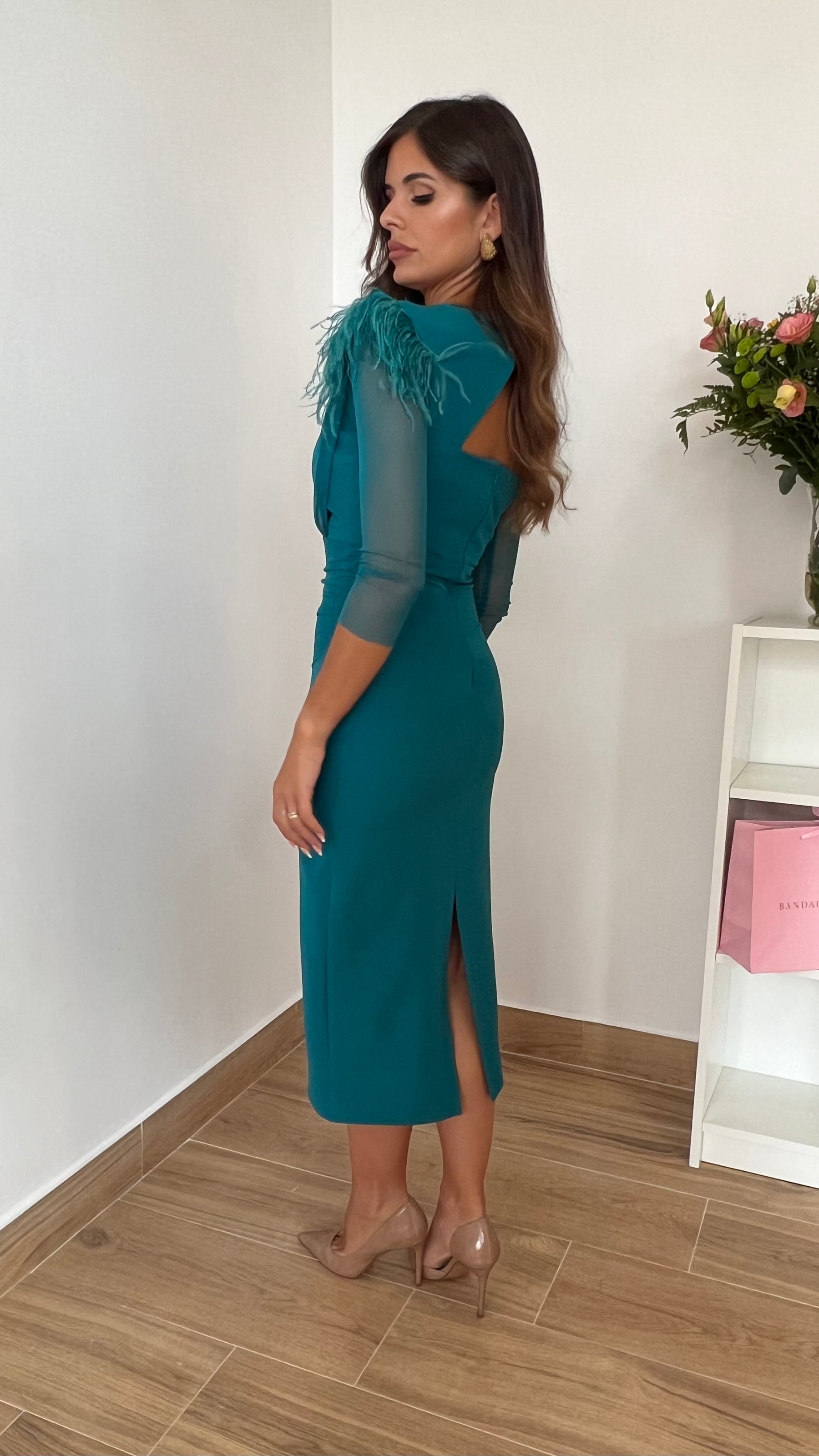 Vestido Leonor Escote V Océano “Made in Spain”