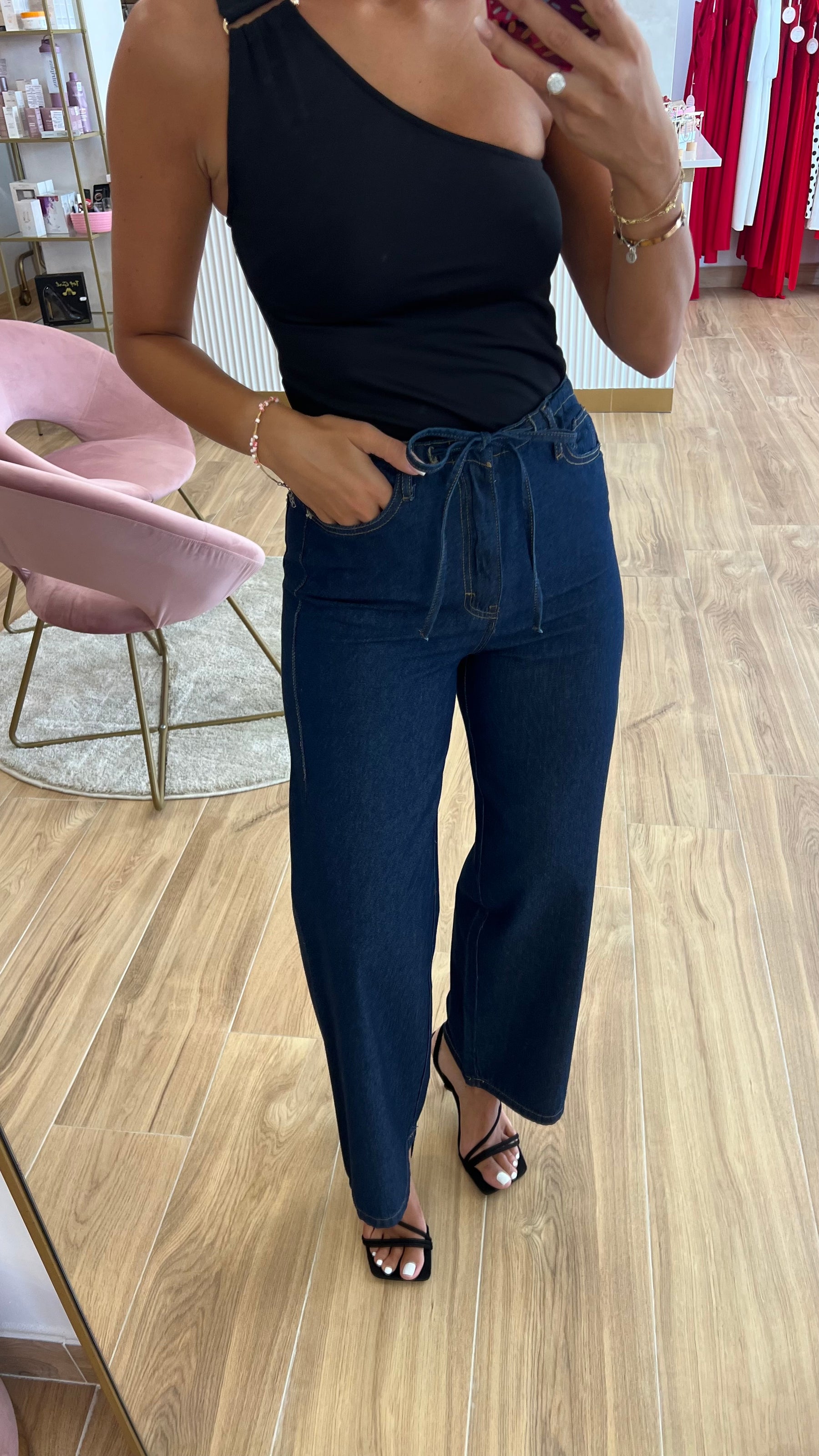 Pantalón Fluido Efecto Denim