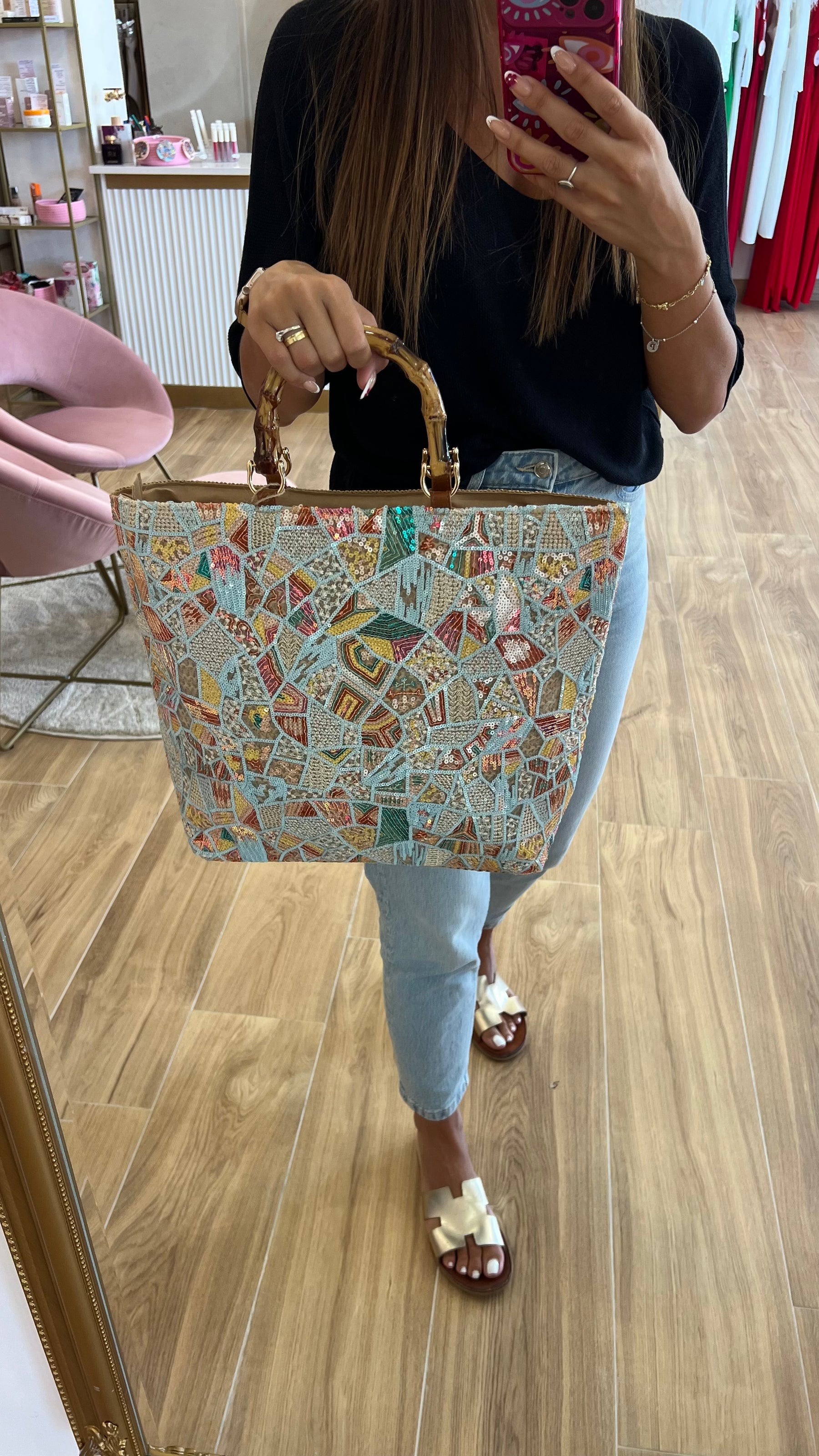 Bolso Asa Rígida Bambú