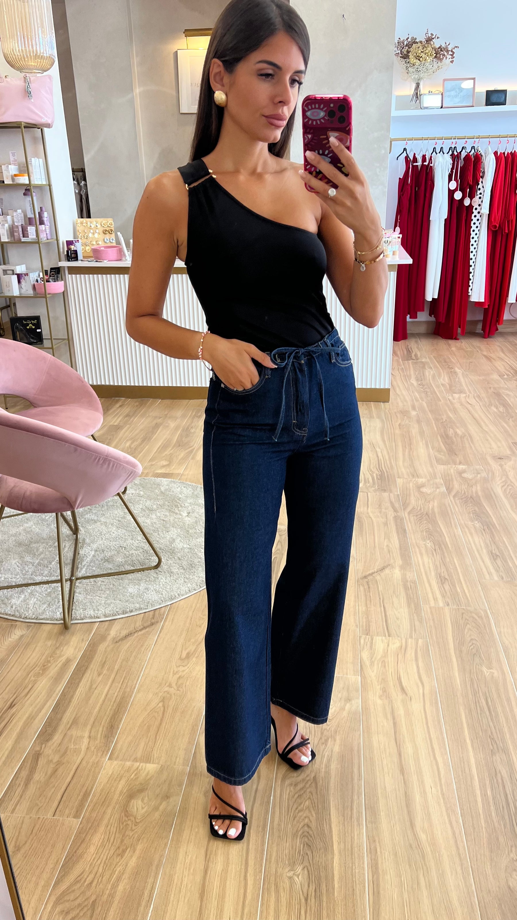 Pantalón Fluido Efecto Denim