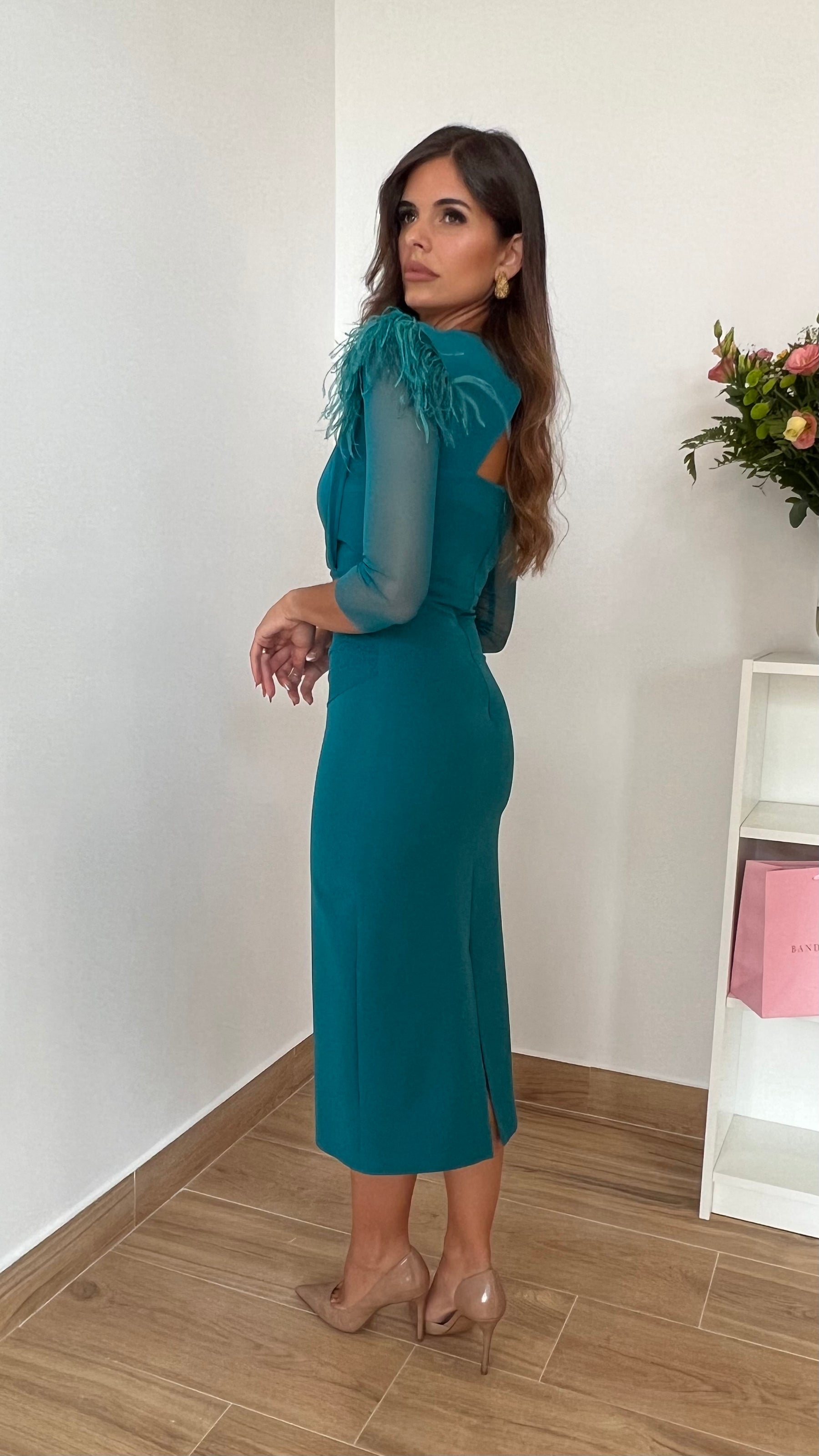 Vestido Leonor Escote V Océano “Made in Spain”