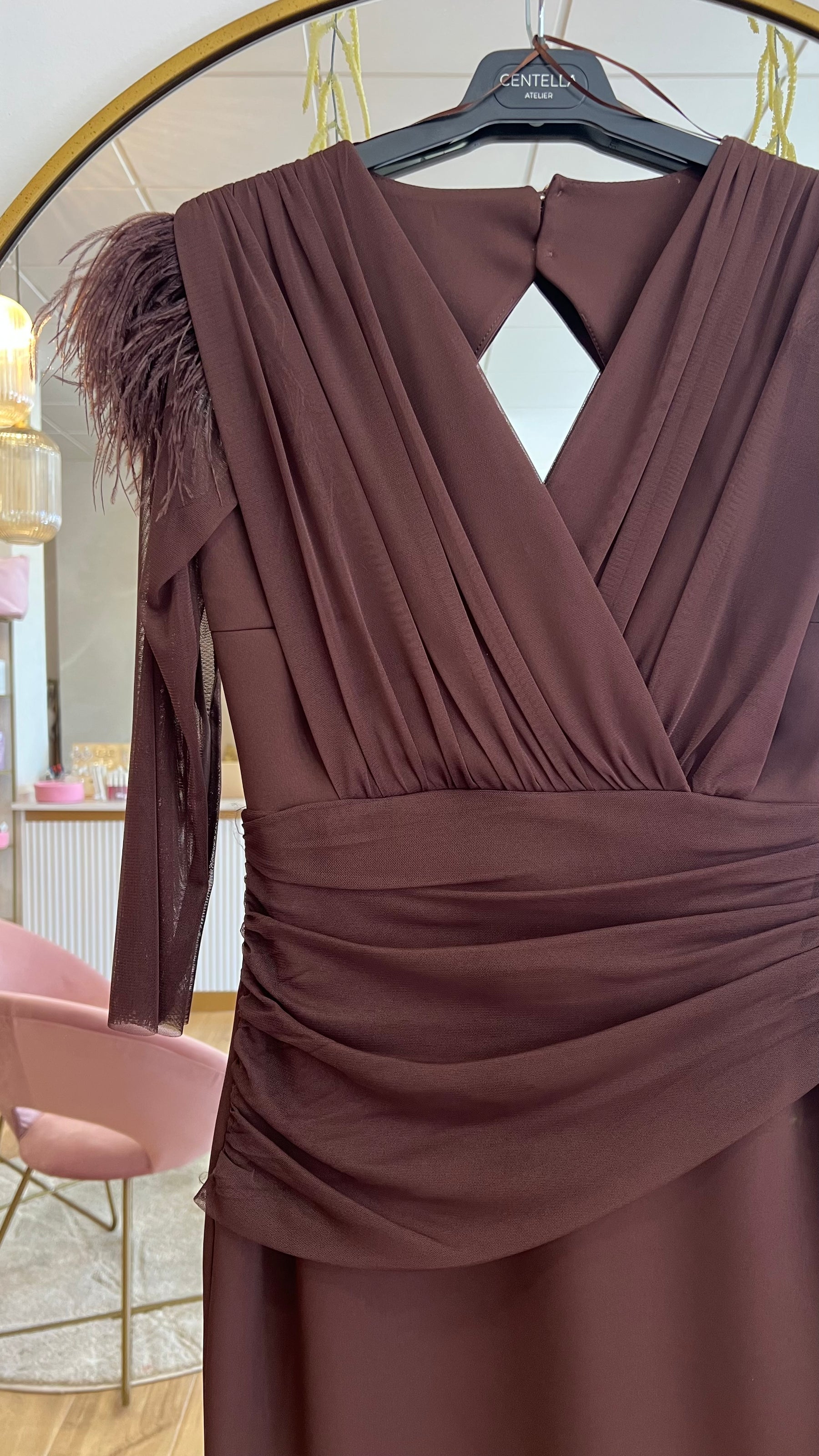Vestido Leonor Escote V Chocolate “Made in Spain”