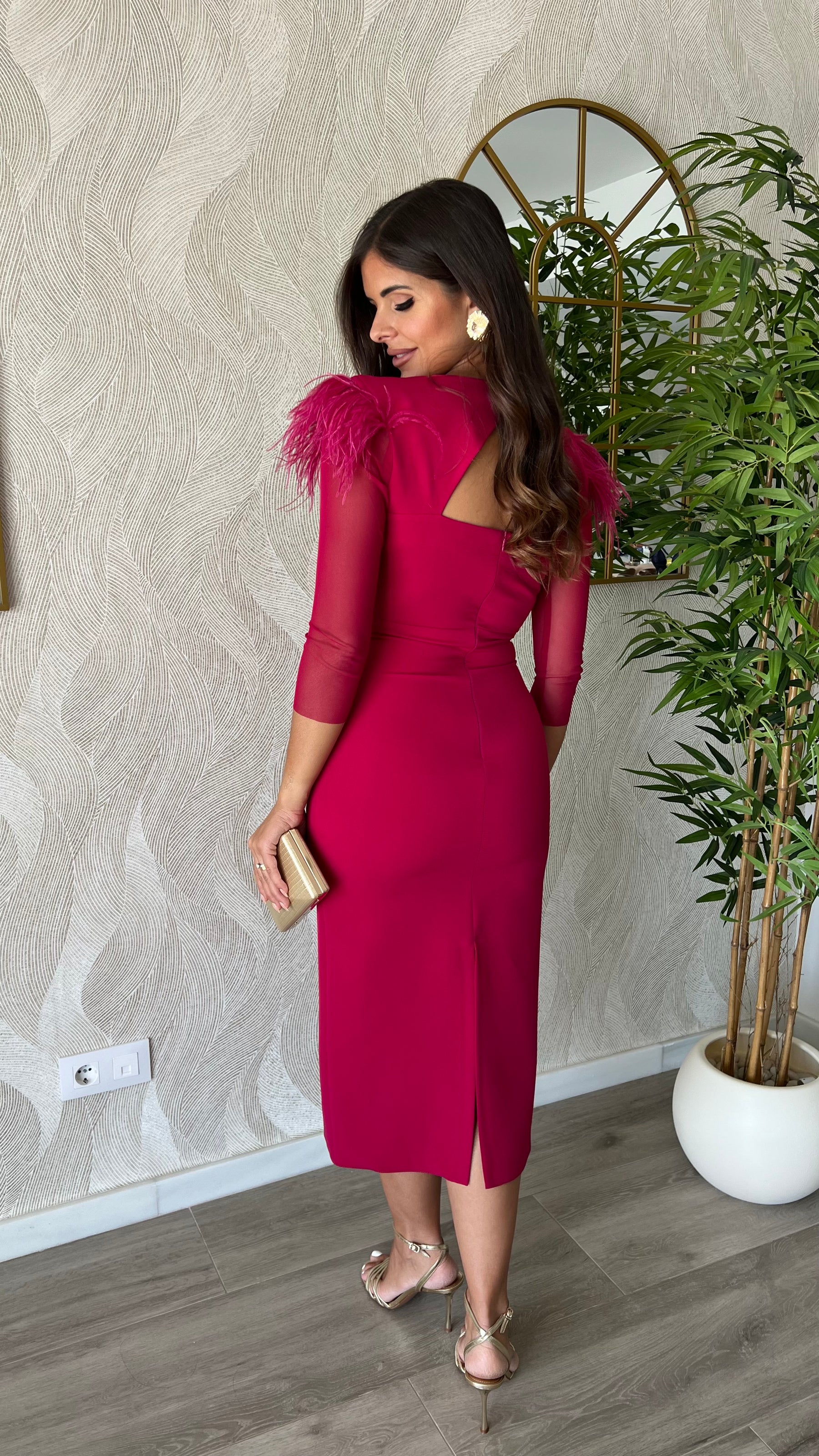 Vestido Leonor Escote V Cereza “Made in Spain”