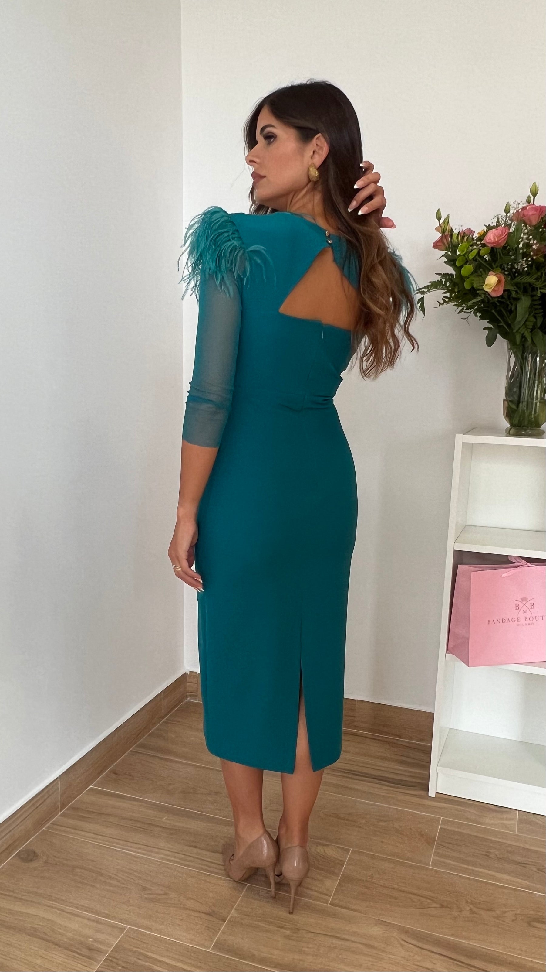 Vestido Leonor Escote V Océano “Made in Spain”