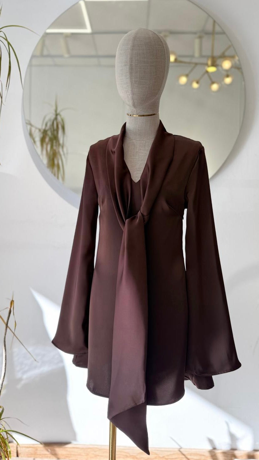 Vestido Fluido Lazada Frontal Chocolate