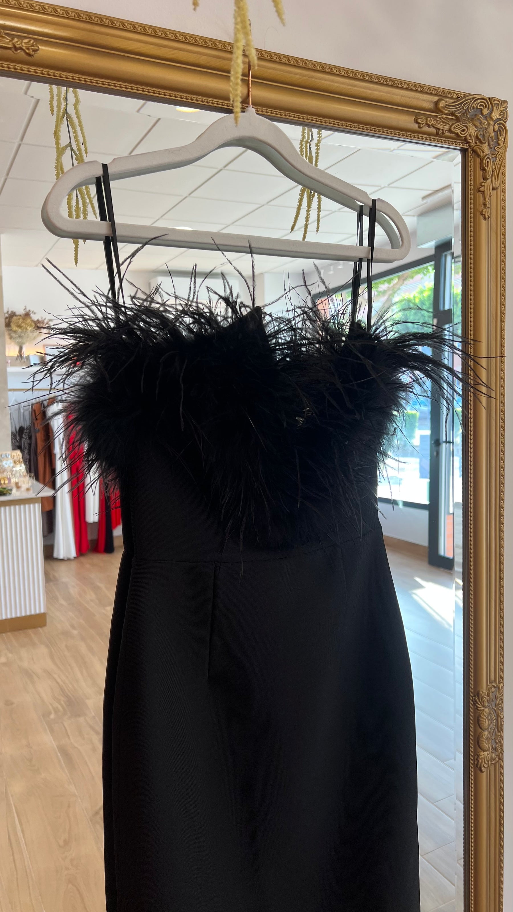 Vestido Bandage Silvia Plumas Negro