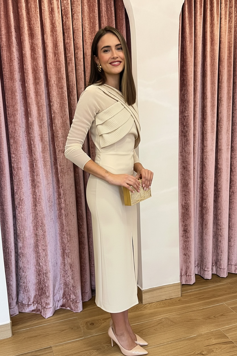 Vestido Ágata Beige-Champán “Made in Spain”