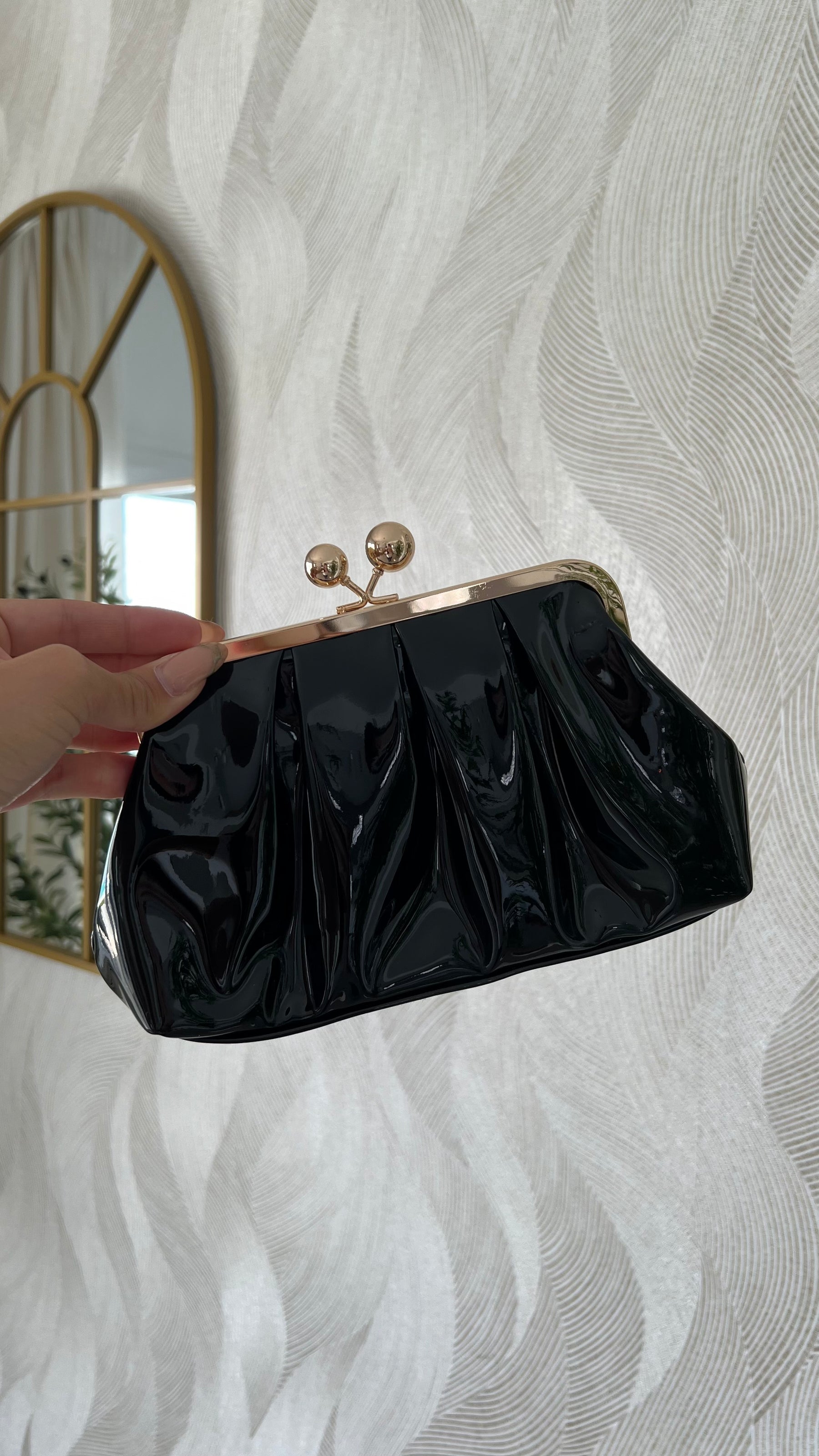 Clutch Negro Efecto Piel