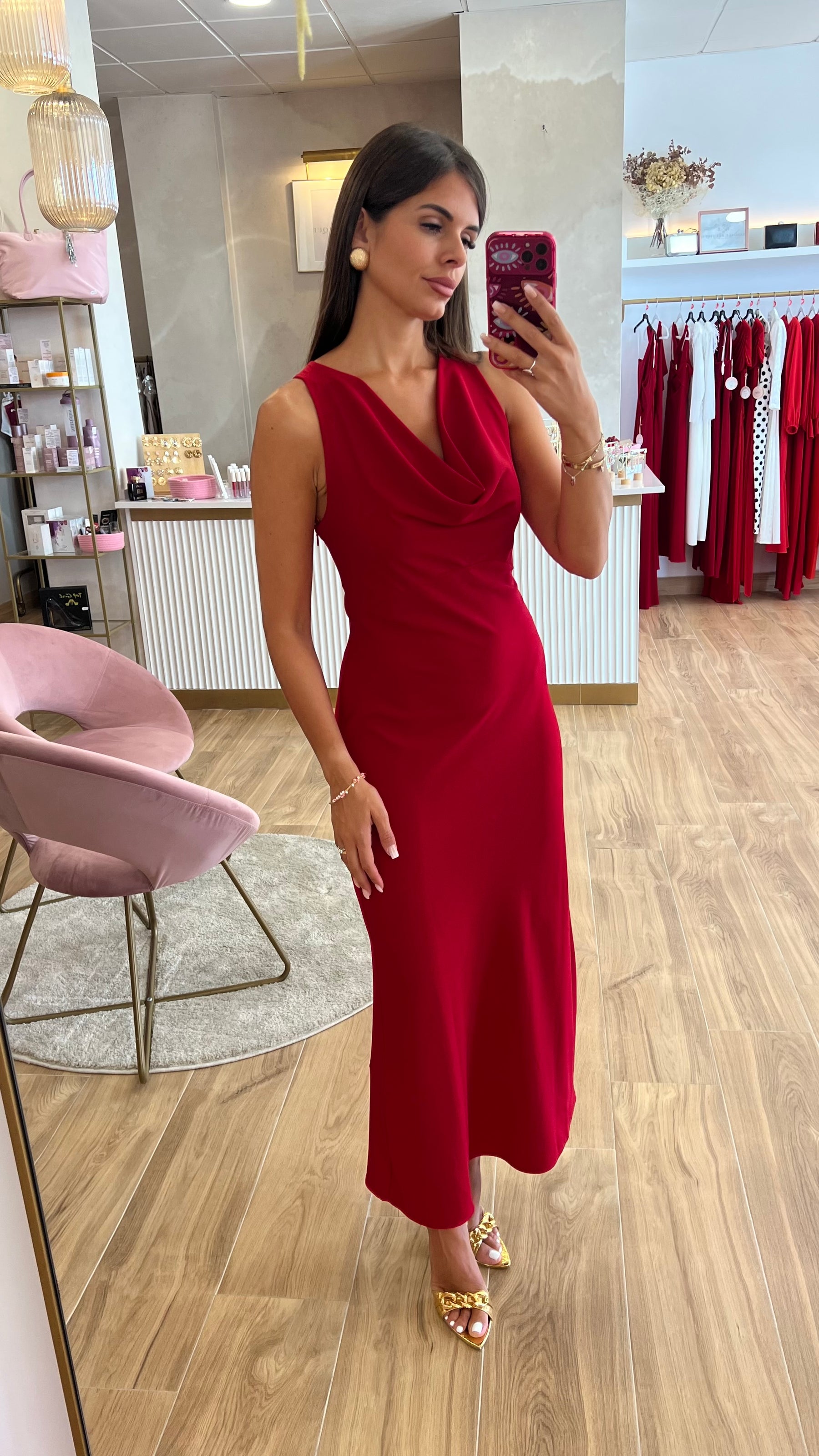 Vestido Rojo Aplique