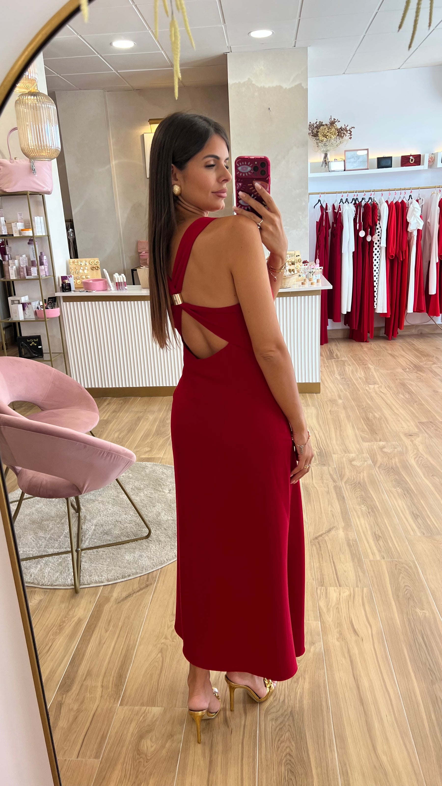 Vestido Rojo Aplique