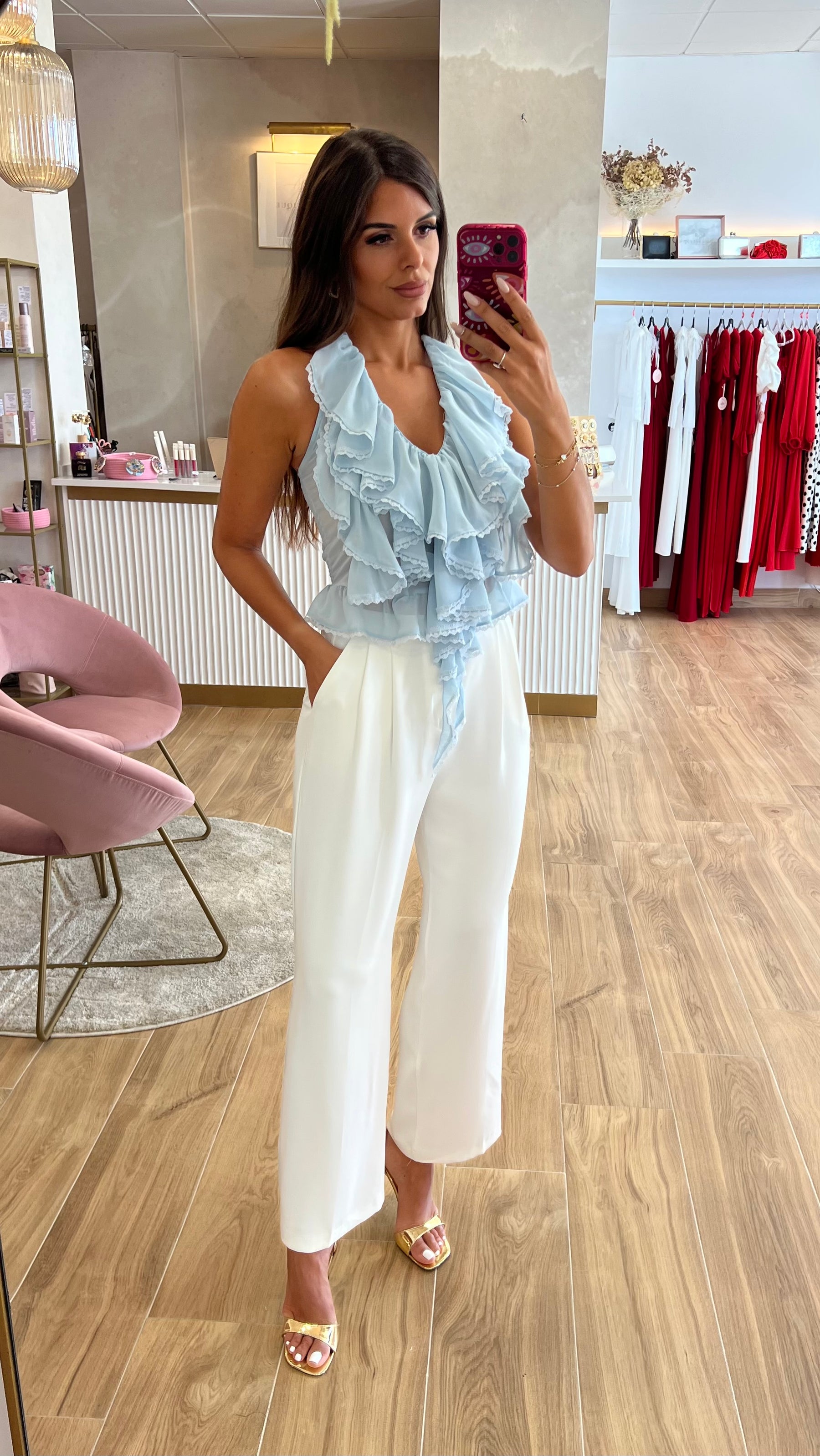 Pantalón Blanco Cinturilla Elástica