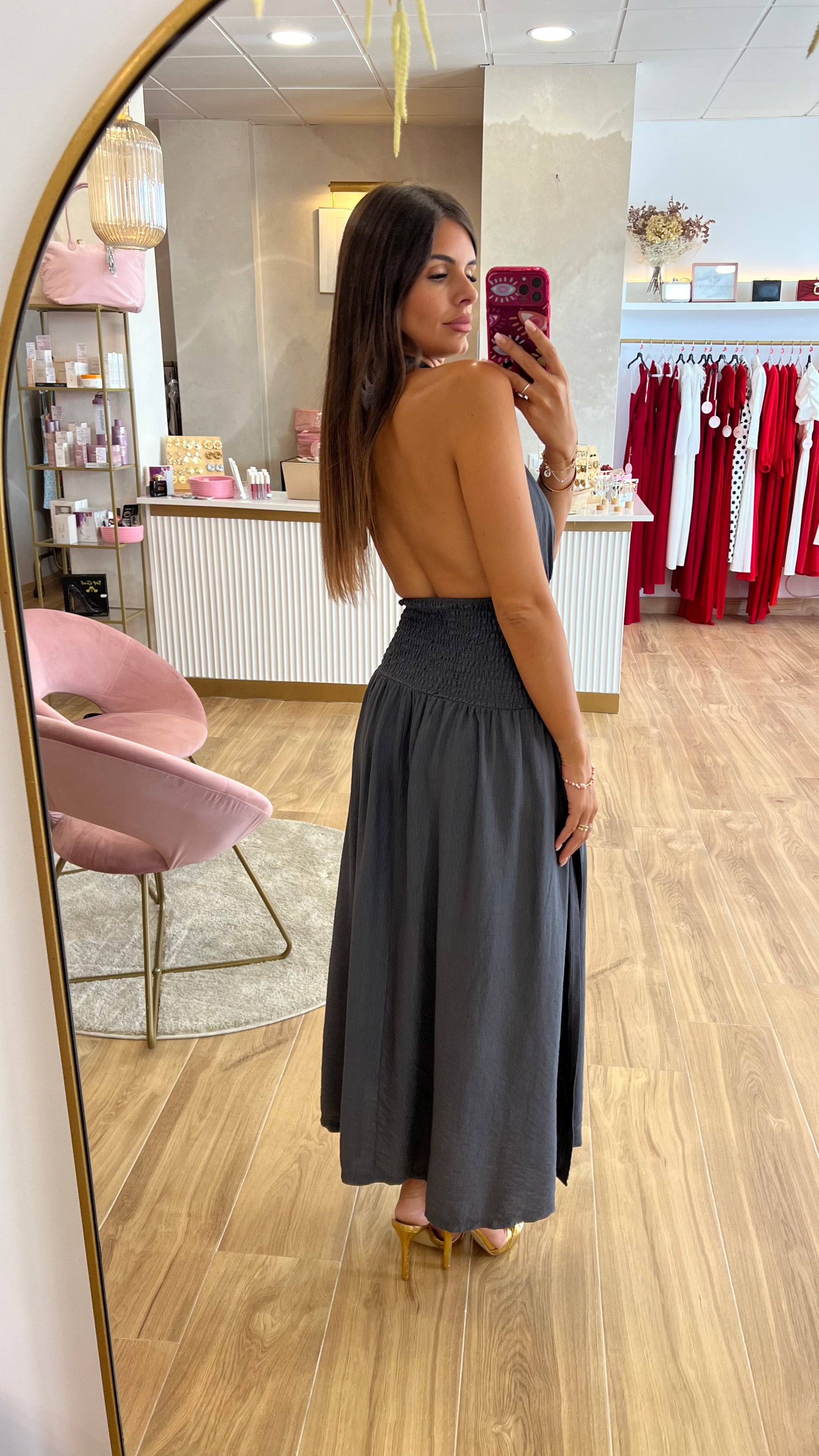 Vestido Halter Gris Oscuro