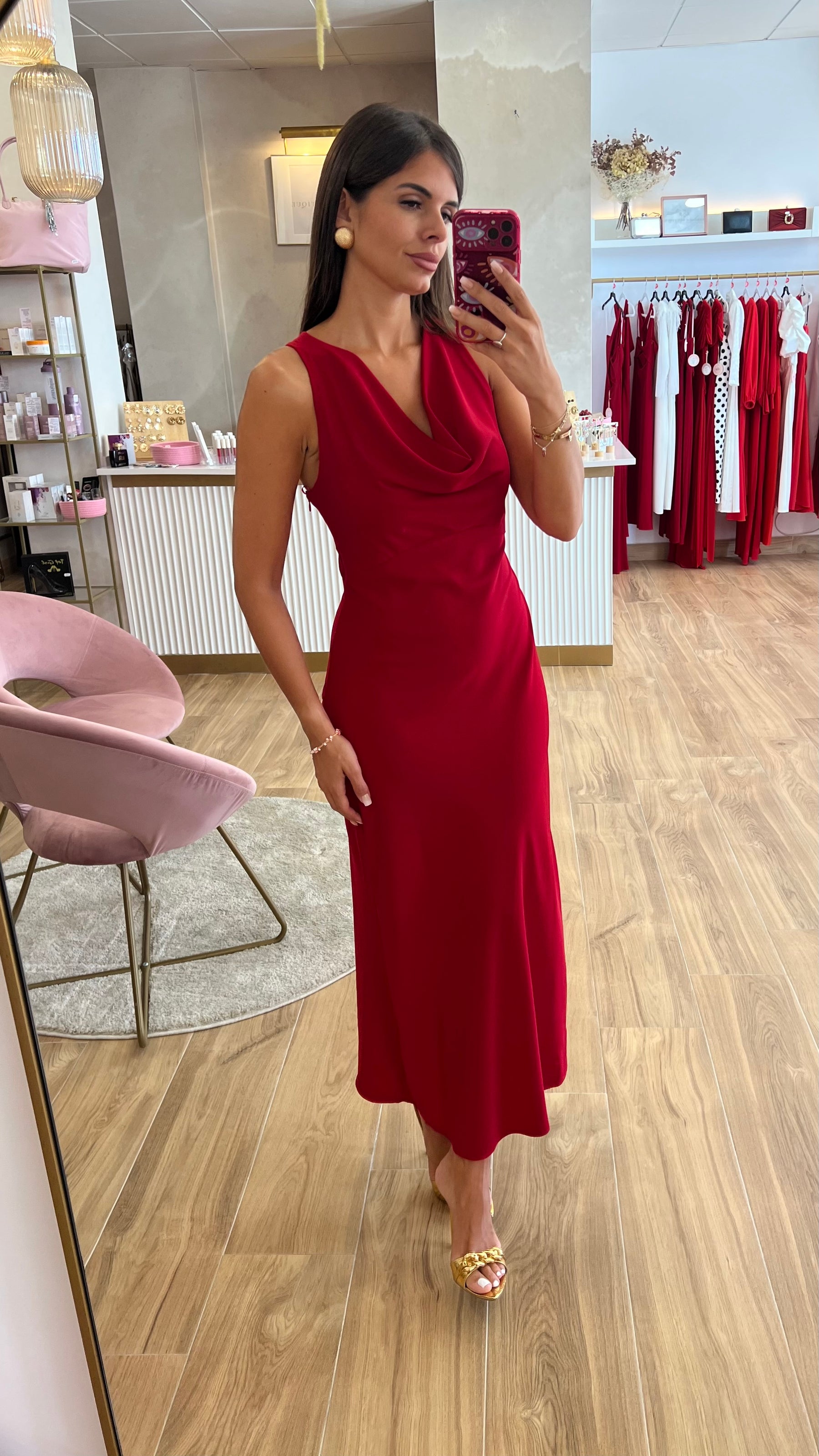 Vestido Rojo Aplique