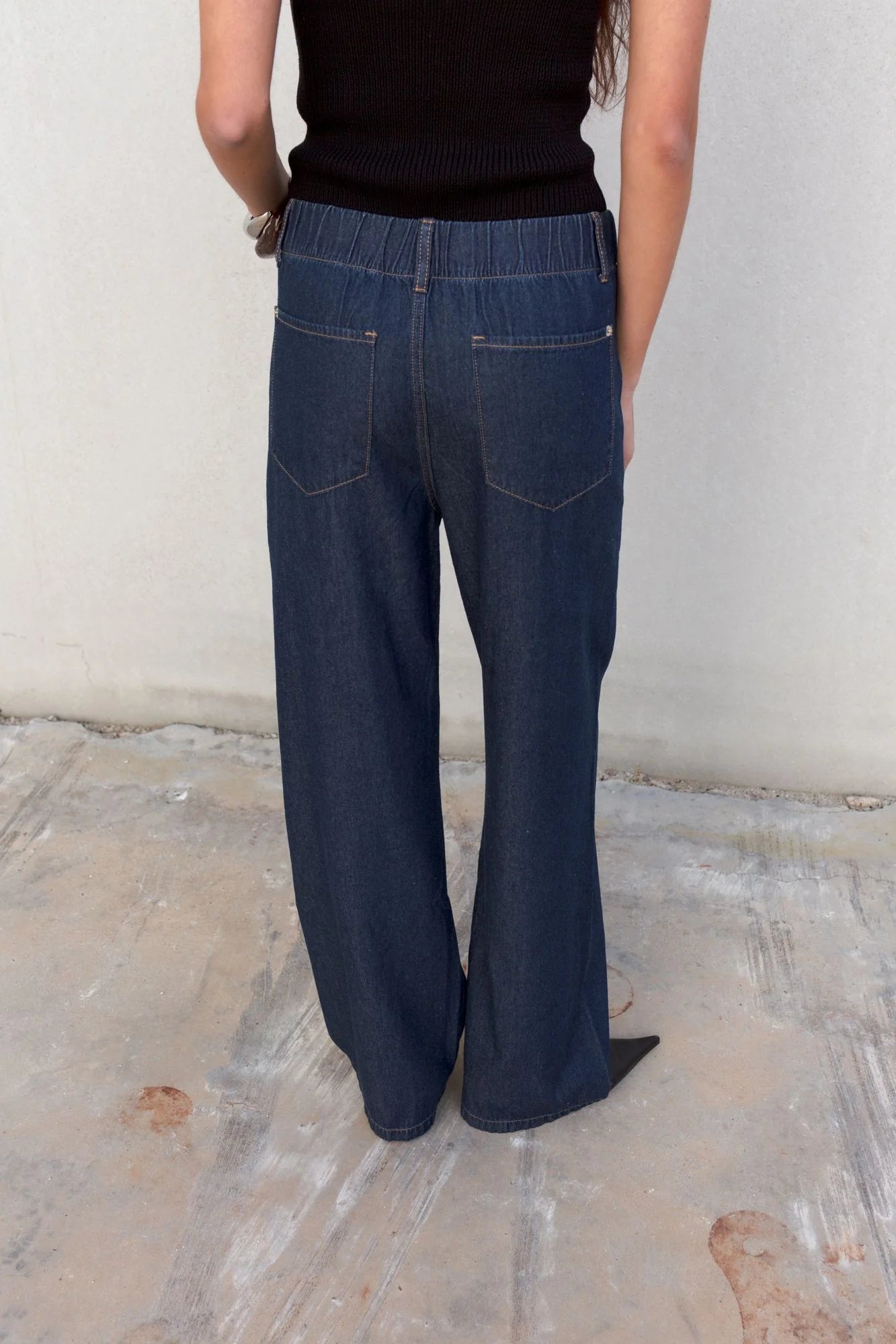 Pantalón Fluido Efecto Denim