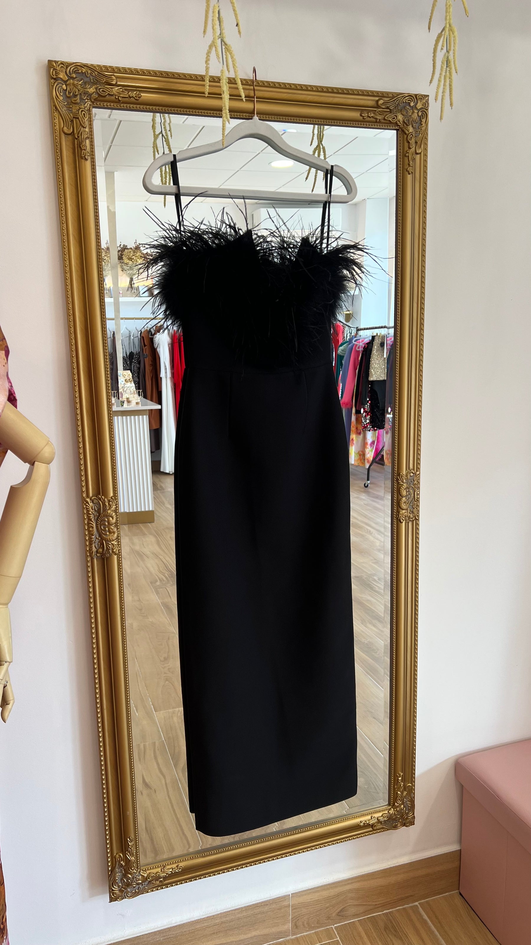 Vestido Bandage Silvia Plumas Negro