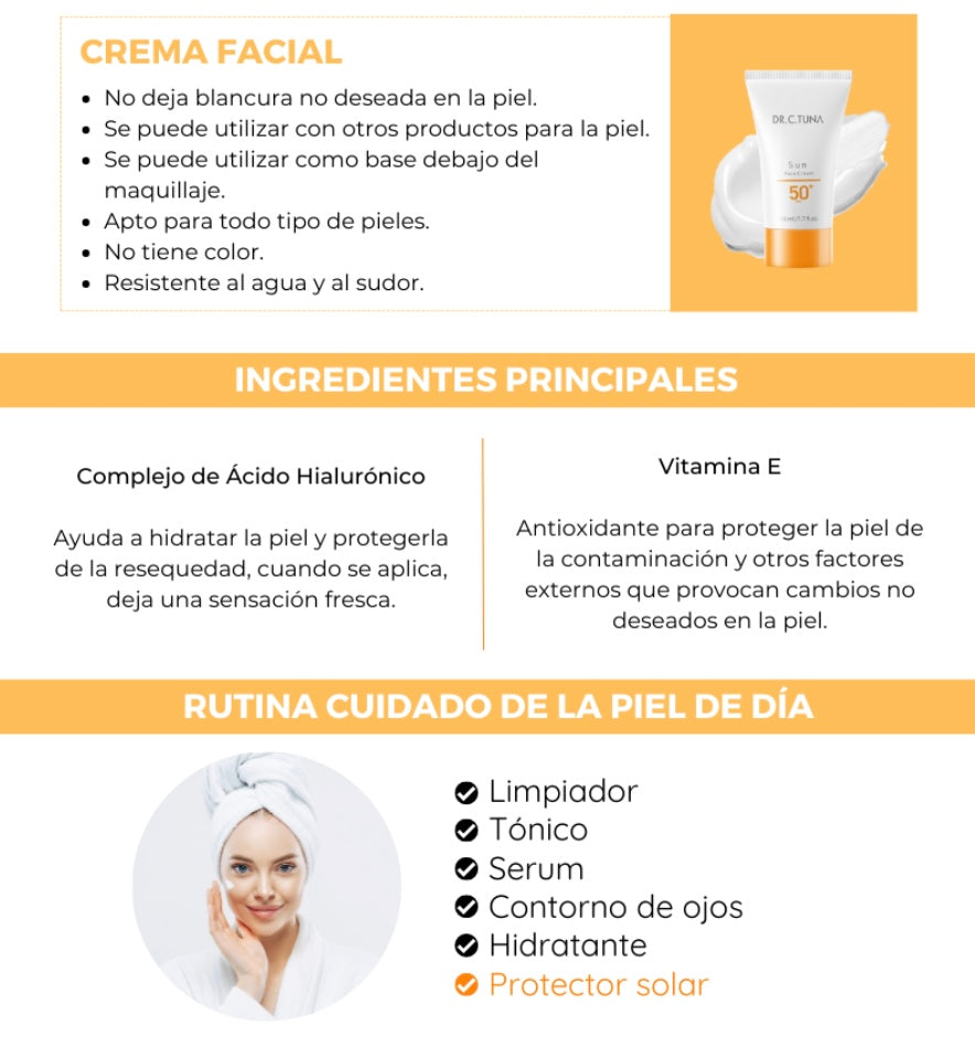 Protección Solar Facial SPF 50+ (Línea Dermatológica)