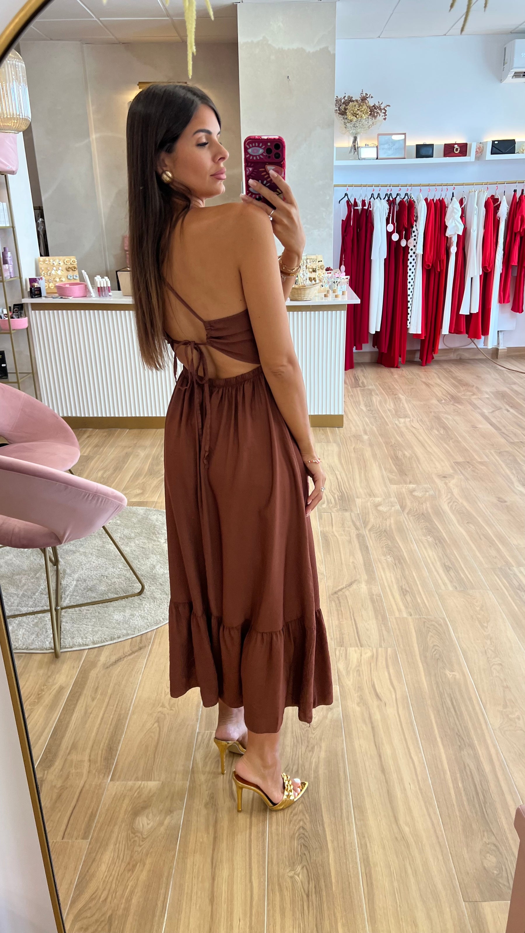 Vestido Chocolate Largo Coquitos