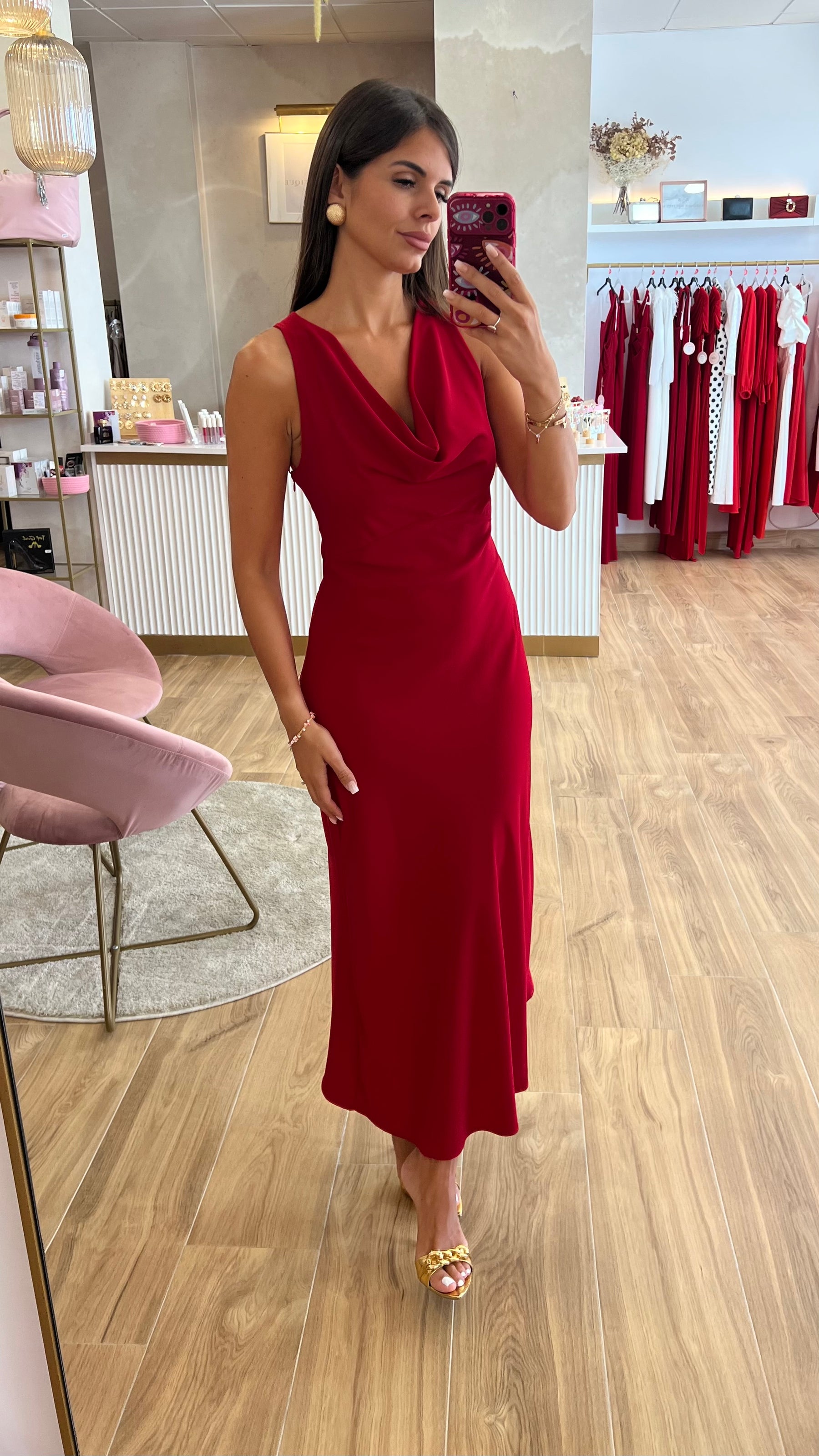 Vestido Rojo Aplique