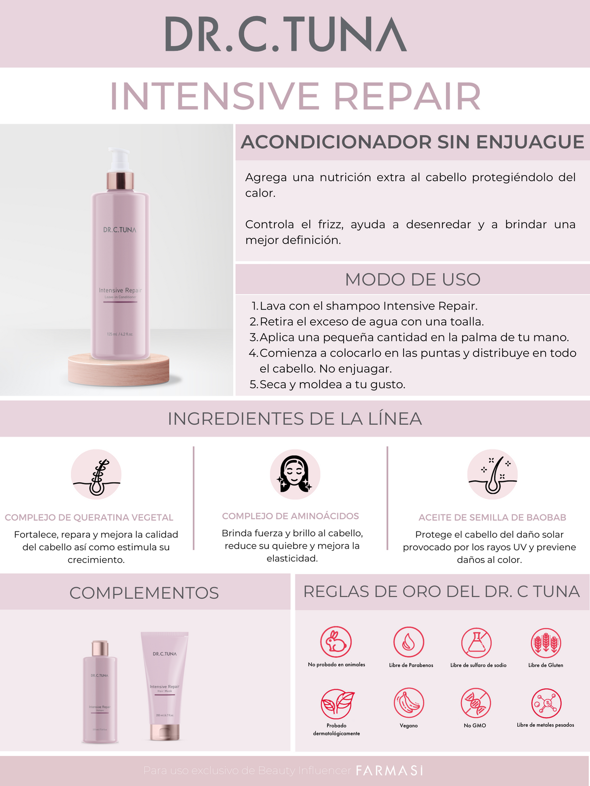 Acondicionador Sin Enjuague Reparación Intensiva (Línea dermatológica)