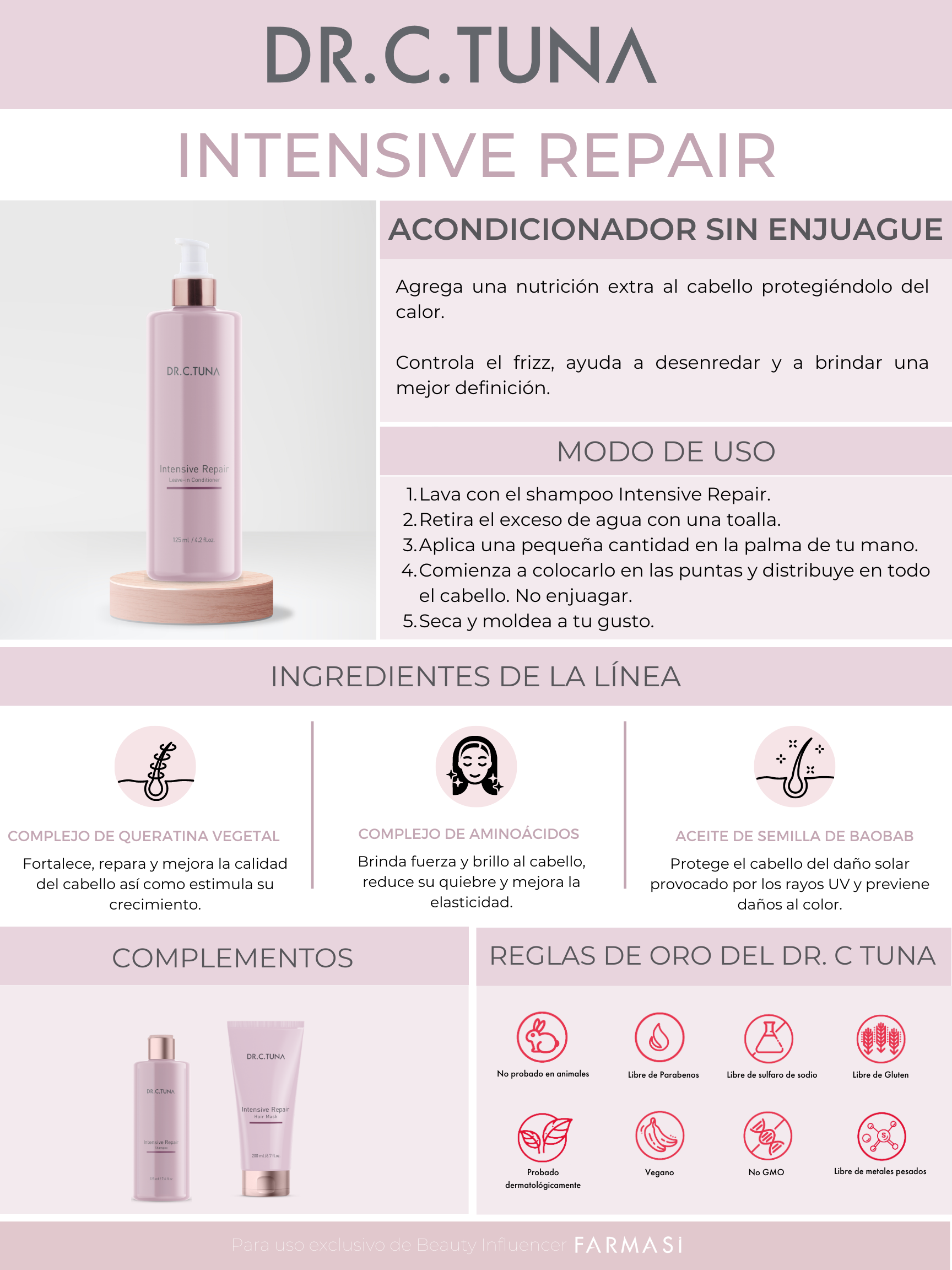 Acondicionador Sin Enjuague Reparación Intensiva (Línea dermatológica)