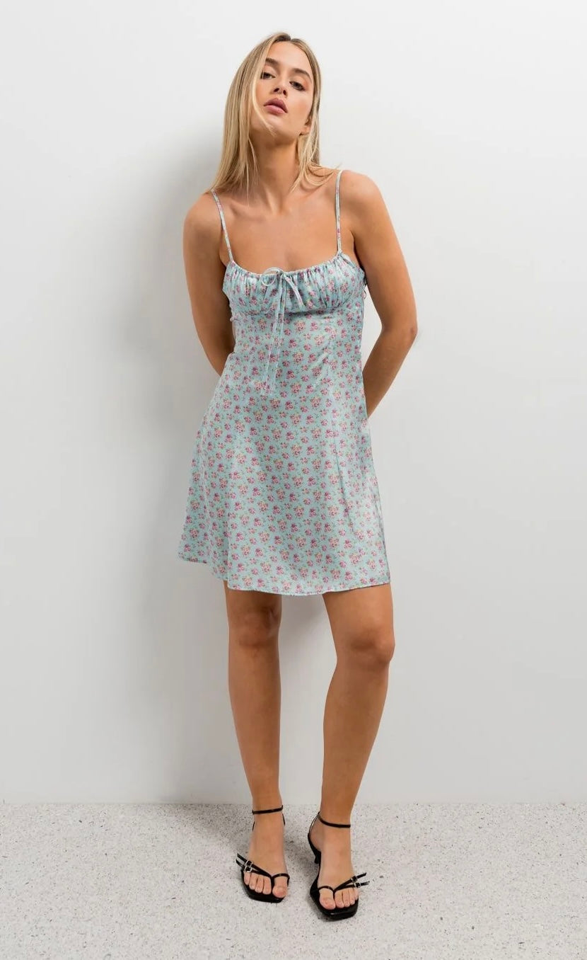 Vestido Lencero Floral Satinado