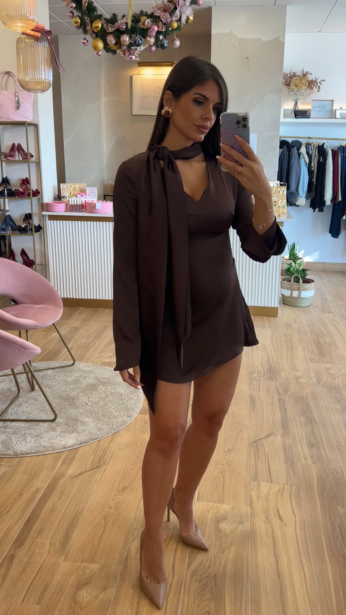 Vestido Fluido Lazada Frontal Chocolate