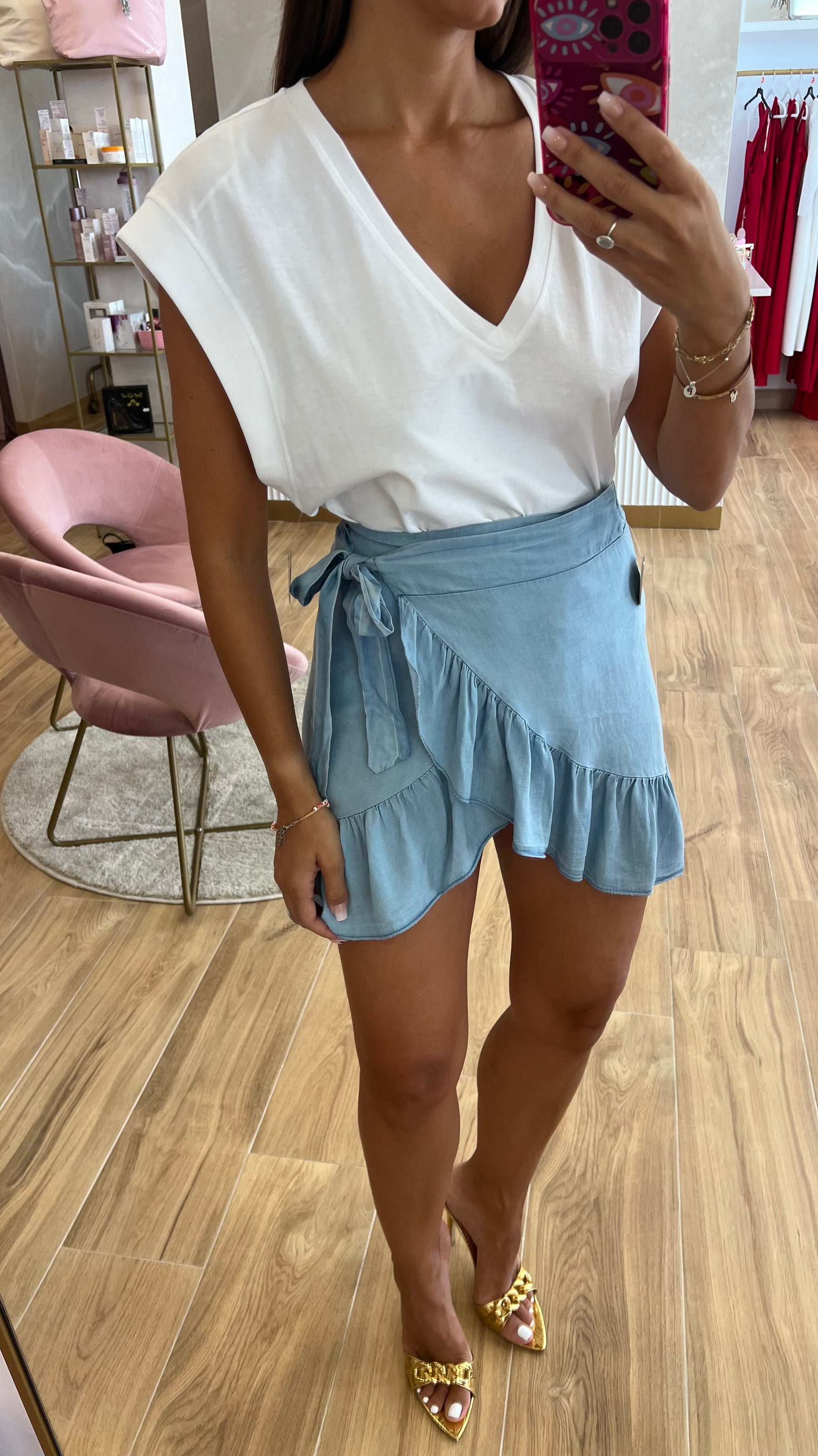 Falda Volante Efecto Denim