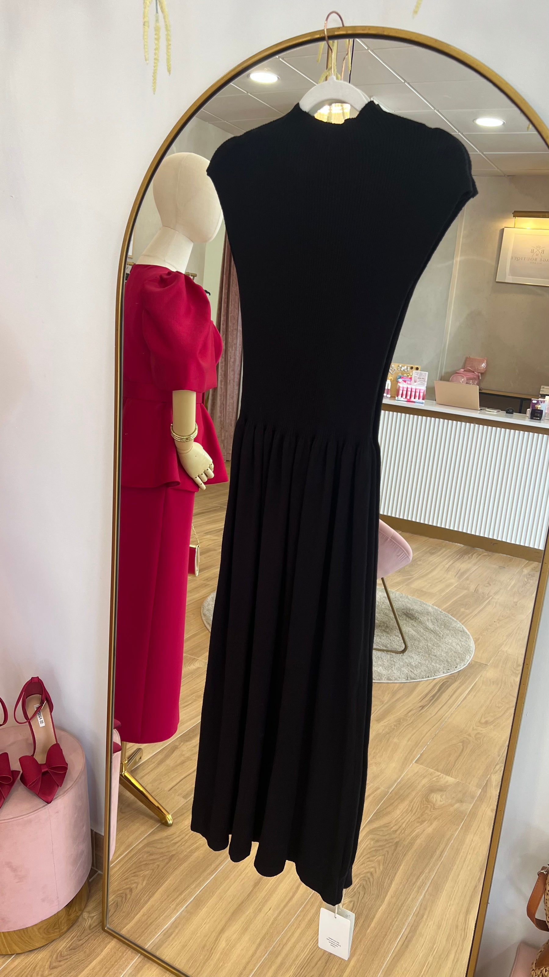 Vestido Punto Canalé Negro