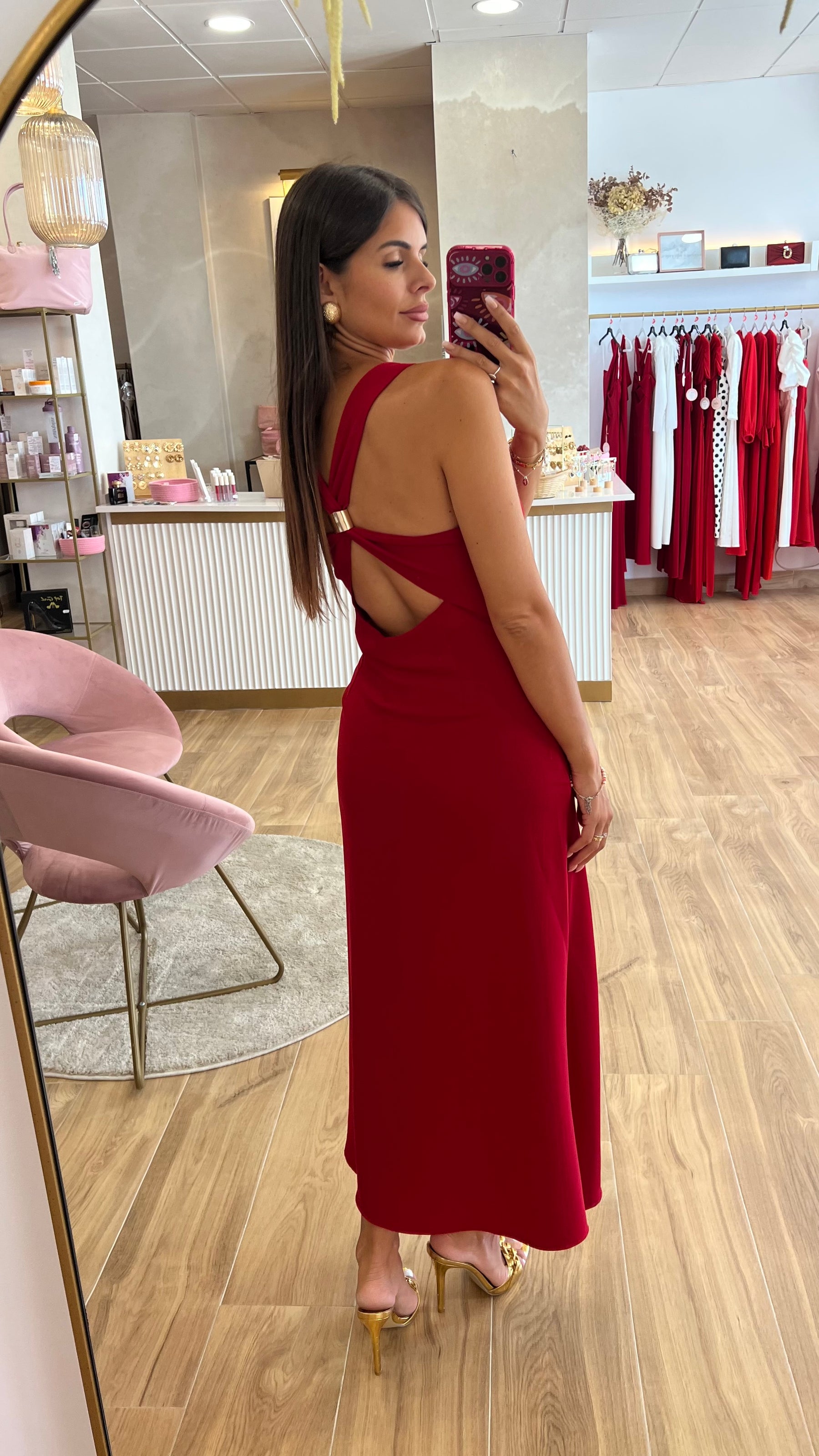 Vestido Rojo Aplique