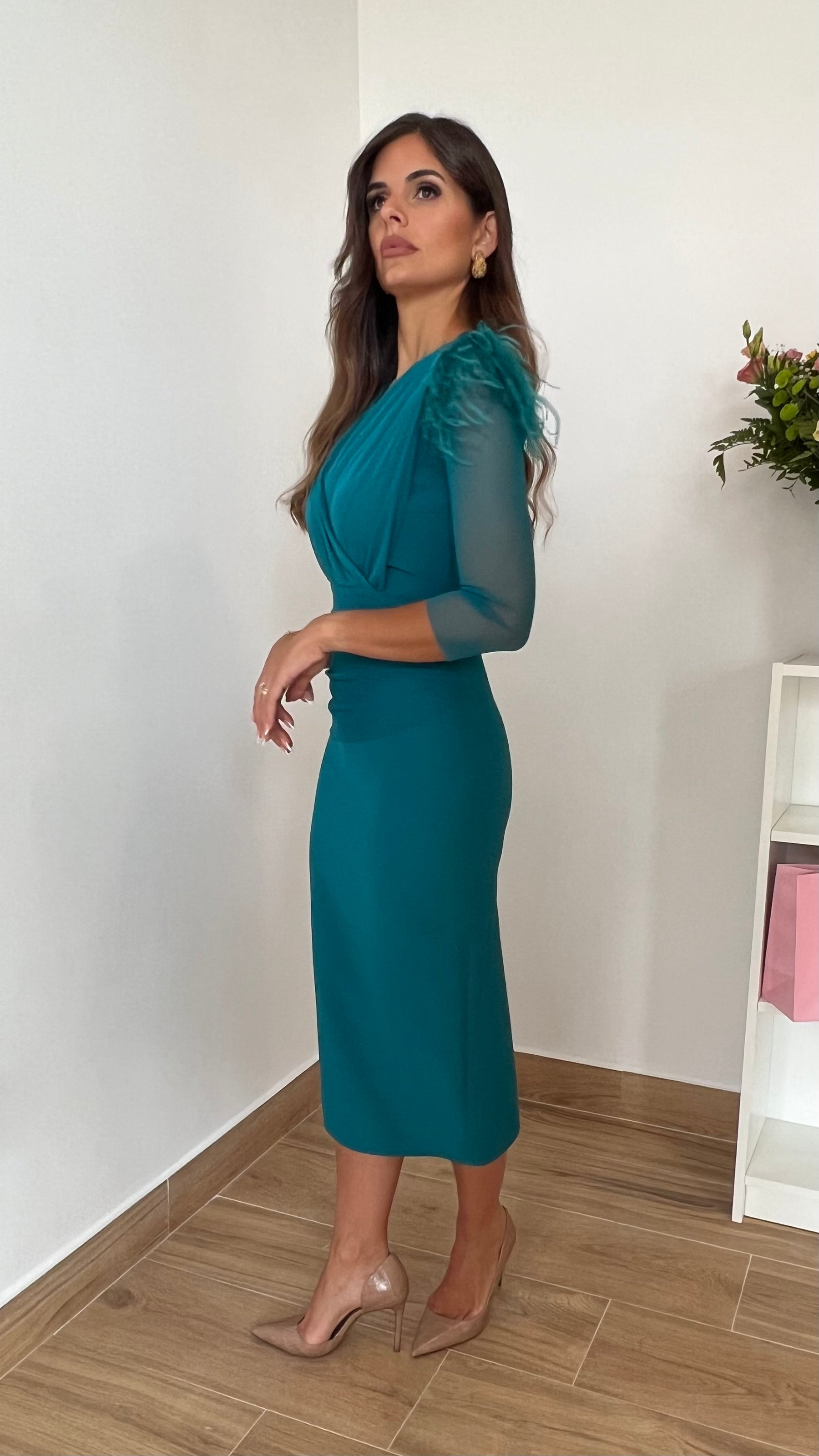 Vestido Leonor Escote V Océano “Made in Spain”
