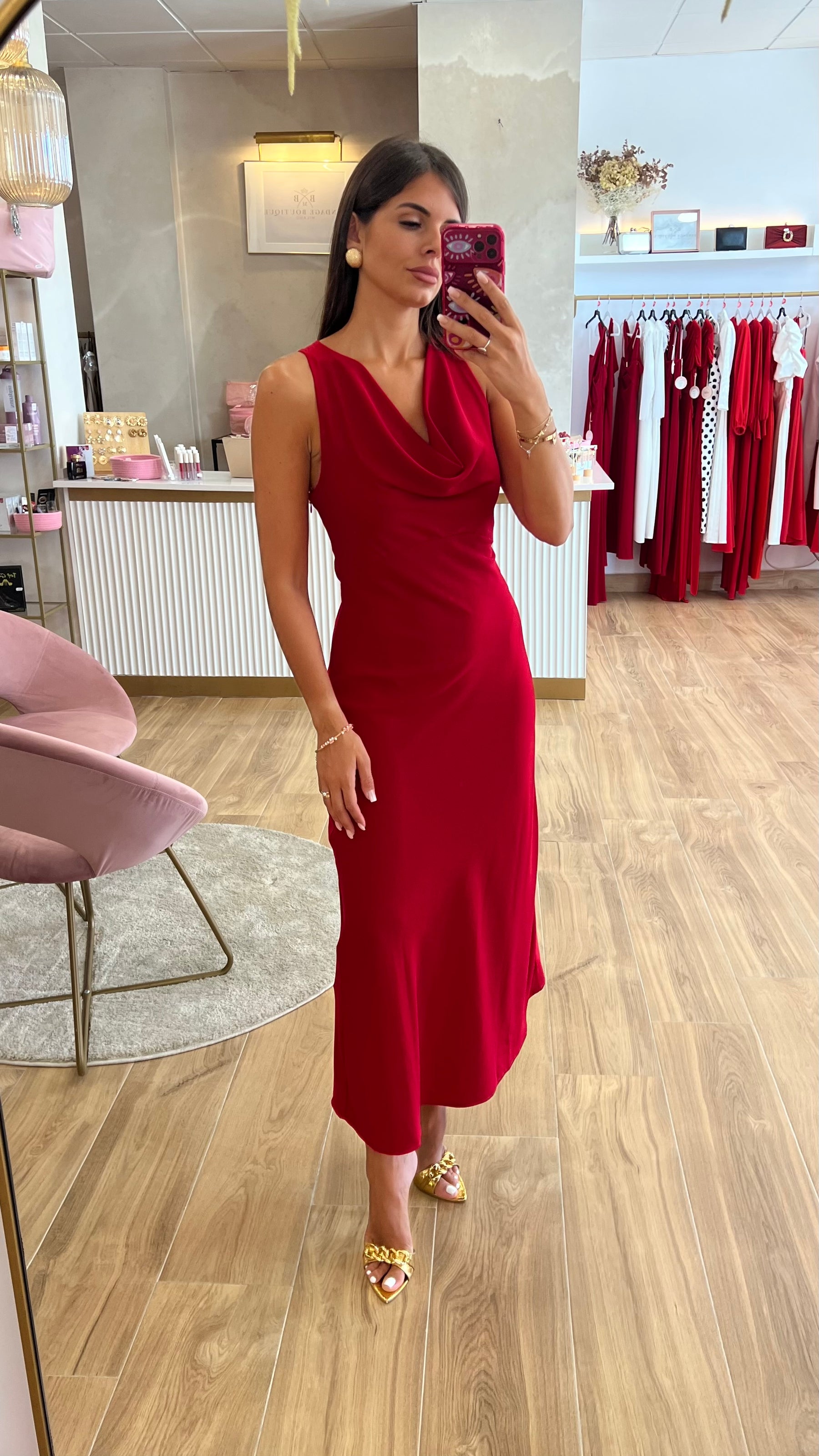 Vestido Rojo Aplique