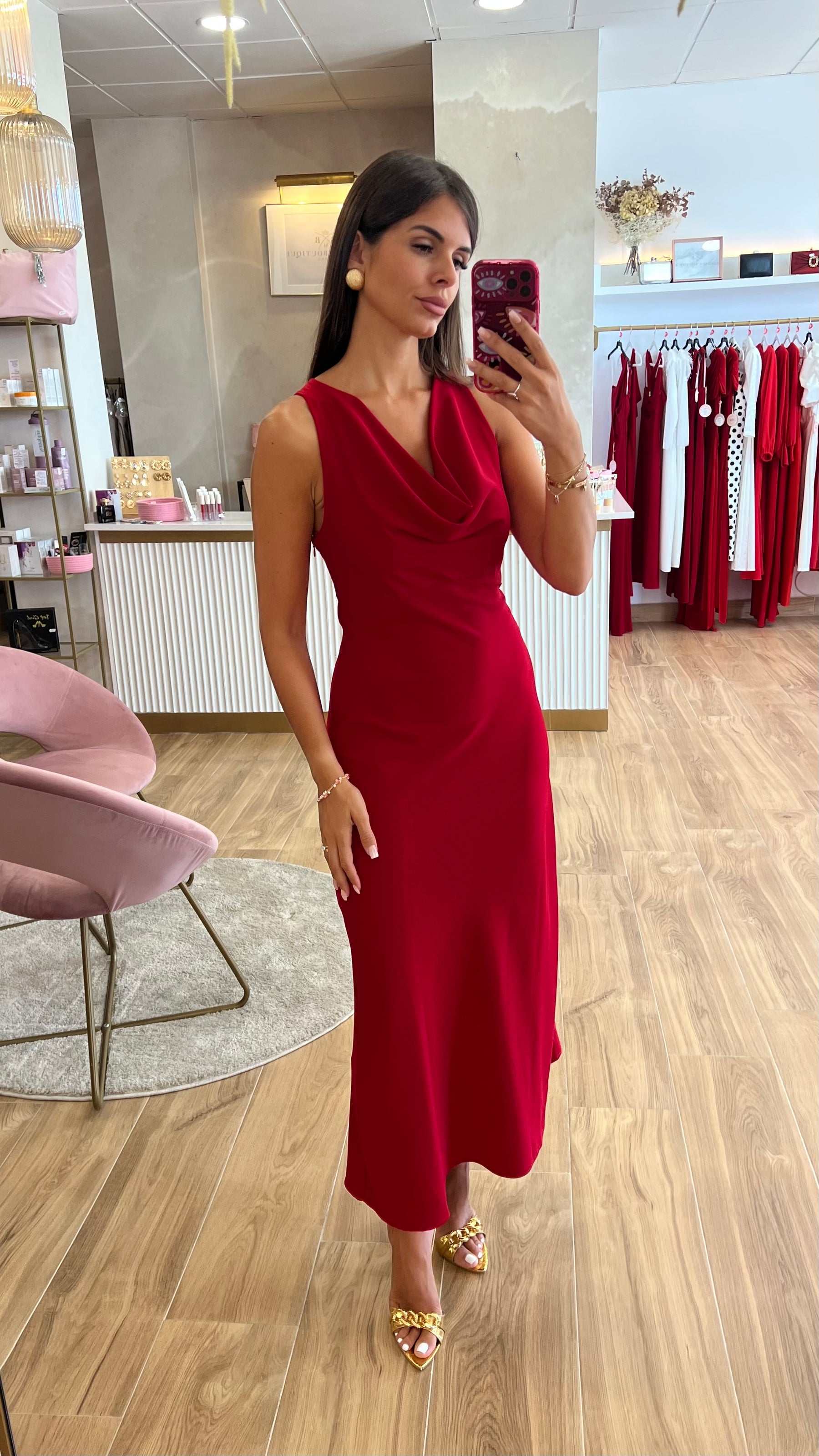 Vestido Rojo Aplique