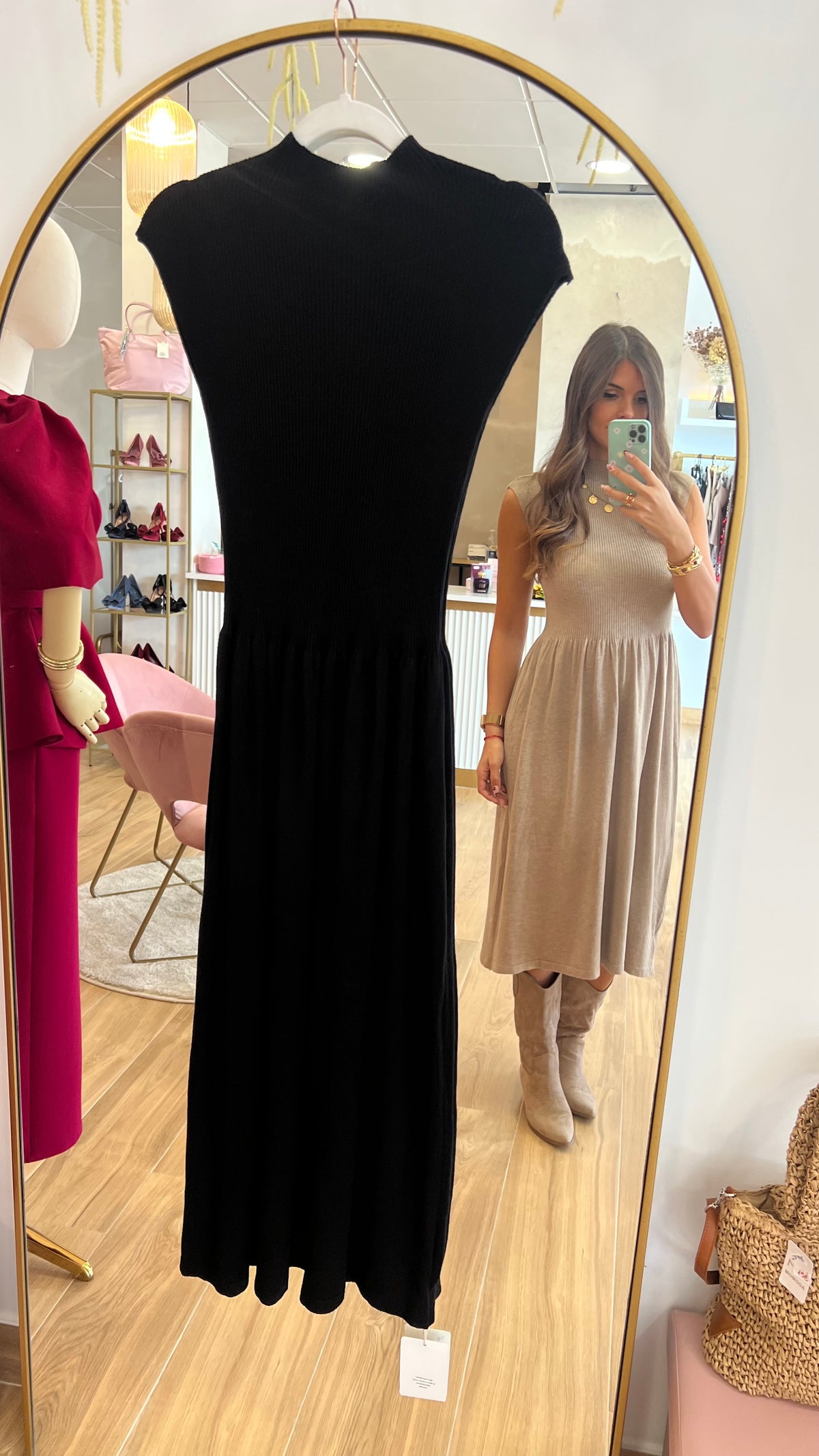 Vestido Punto Canalé Negro