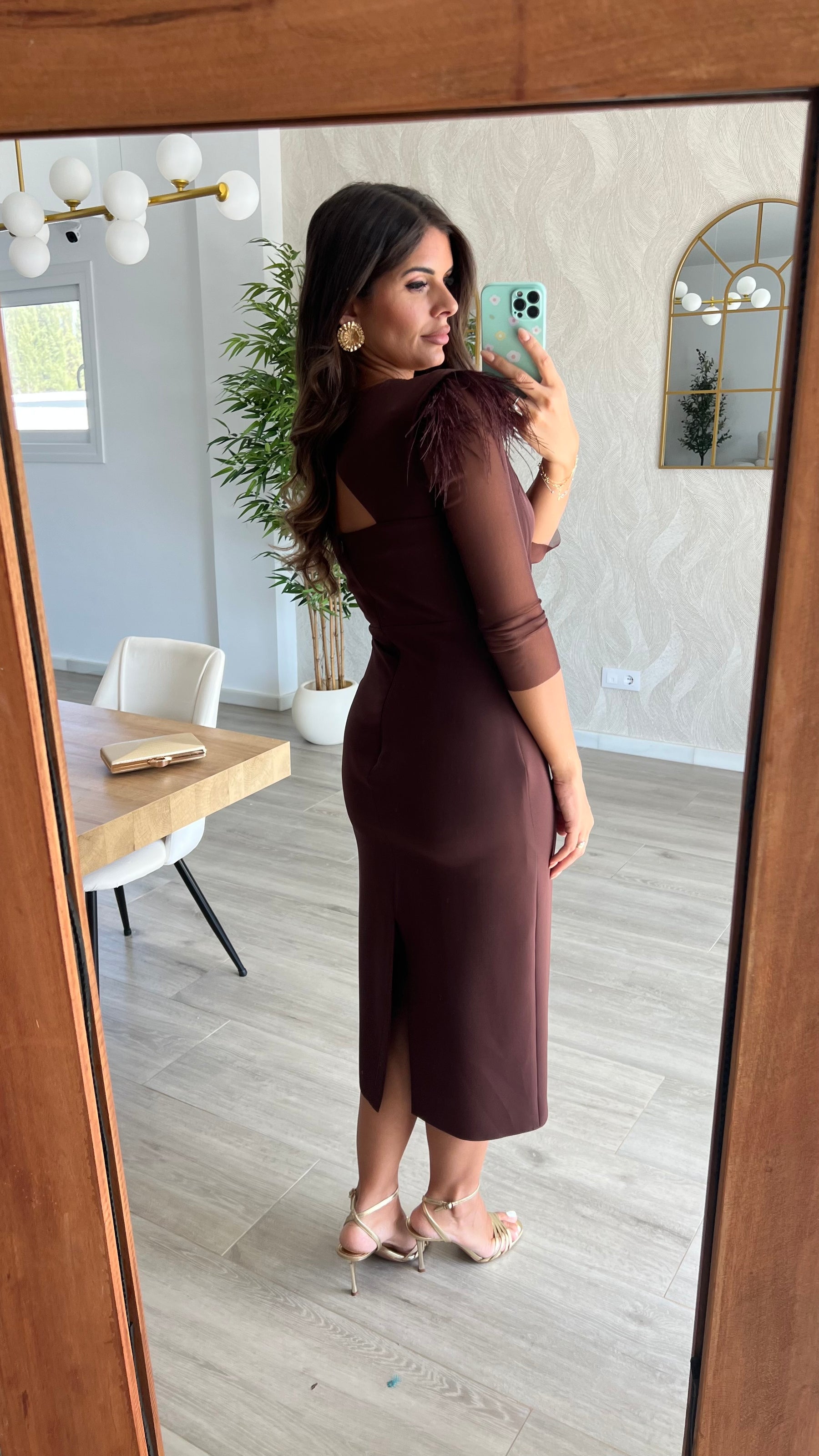 Vestido Leonor Escote V Chocolate “Made in Spain”