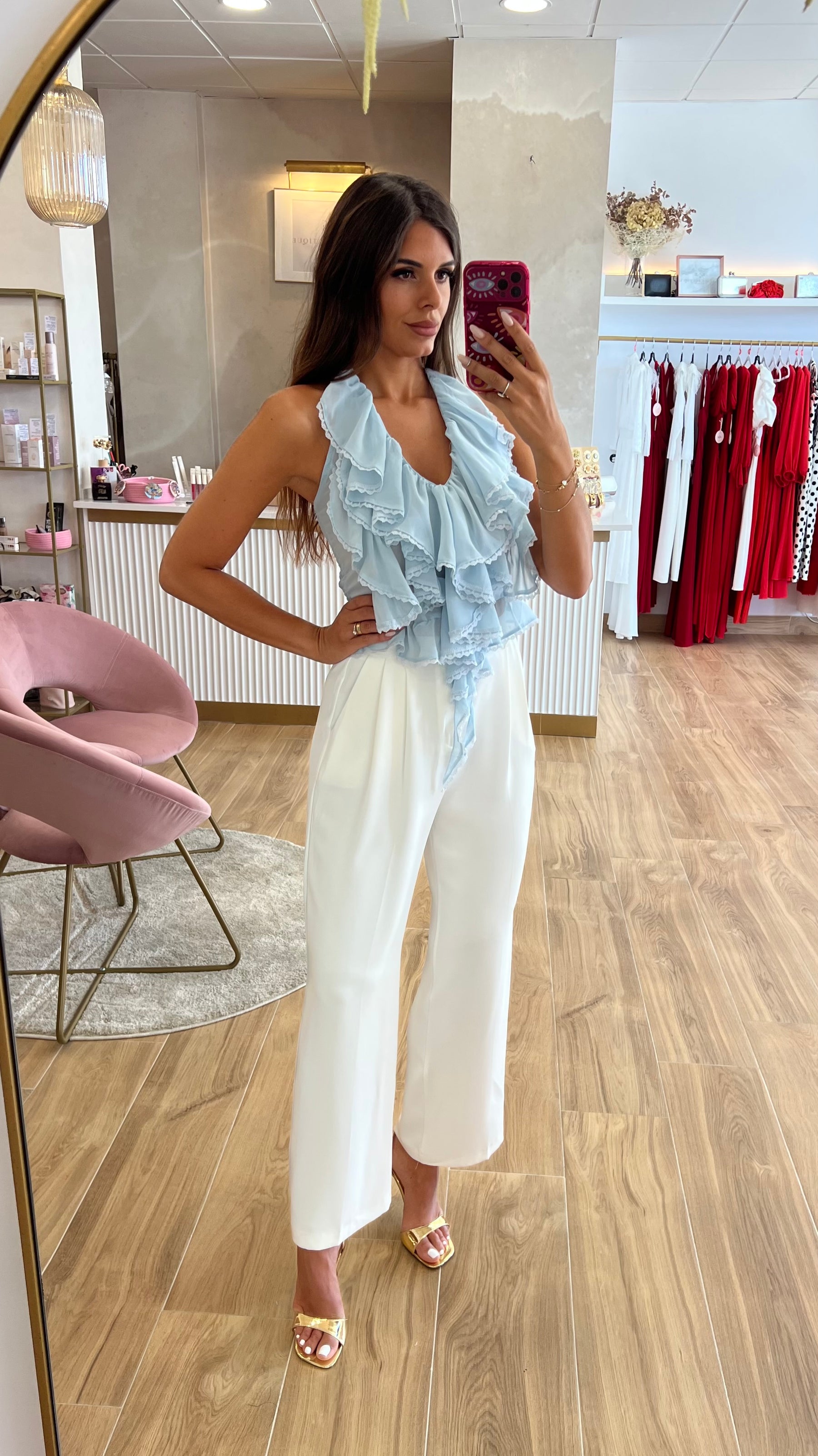 Pantalón Blanco Cinturilla Elástica