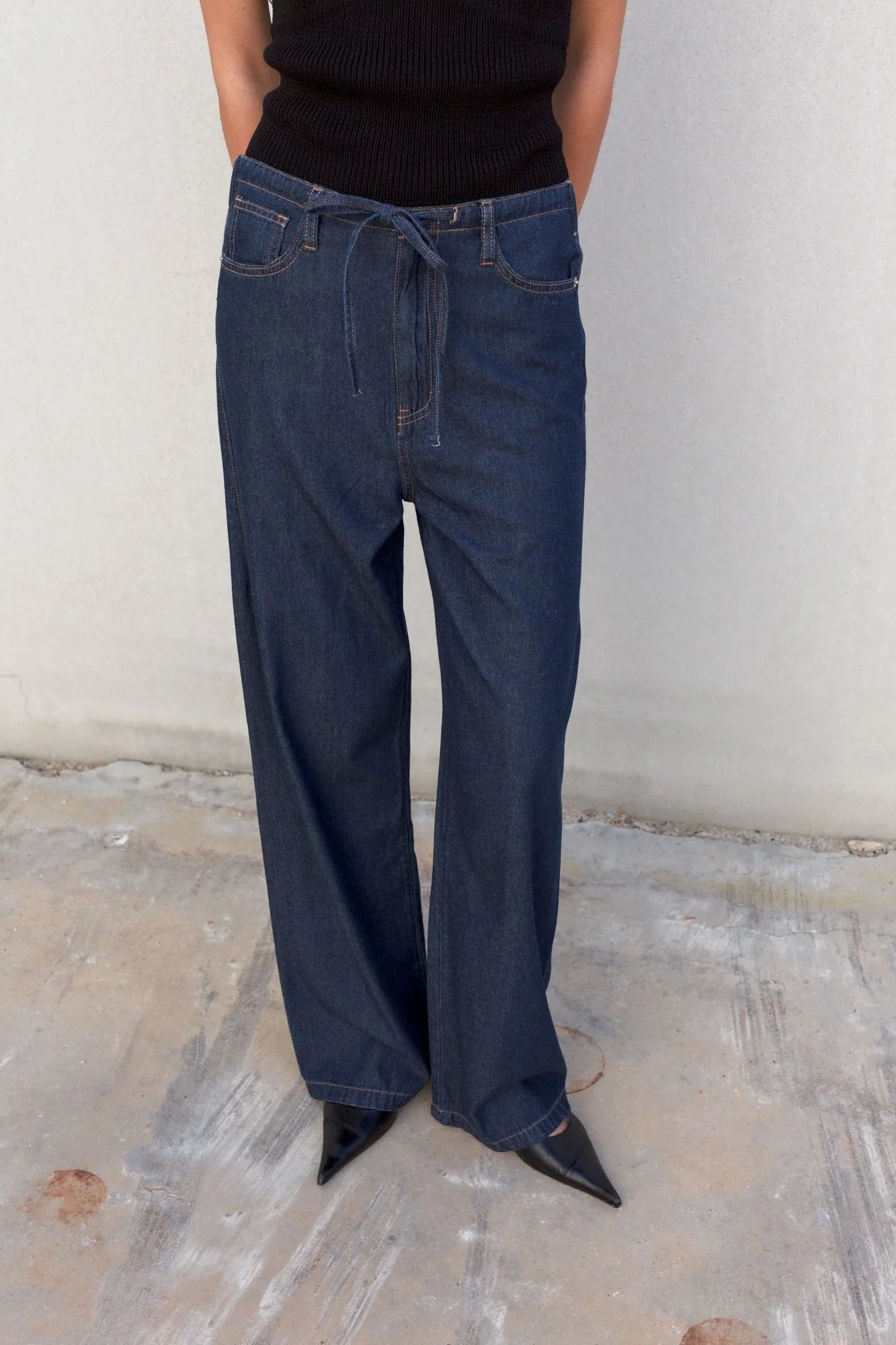 Pantalón Fluido Efecto Denim