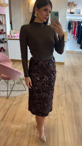 Falda Lentejuelas Marrón