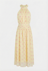 Vestido Amarillo Lunar Rosa