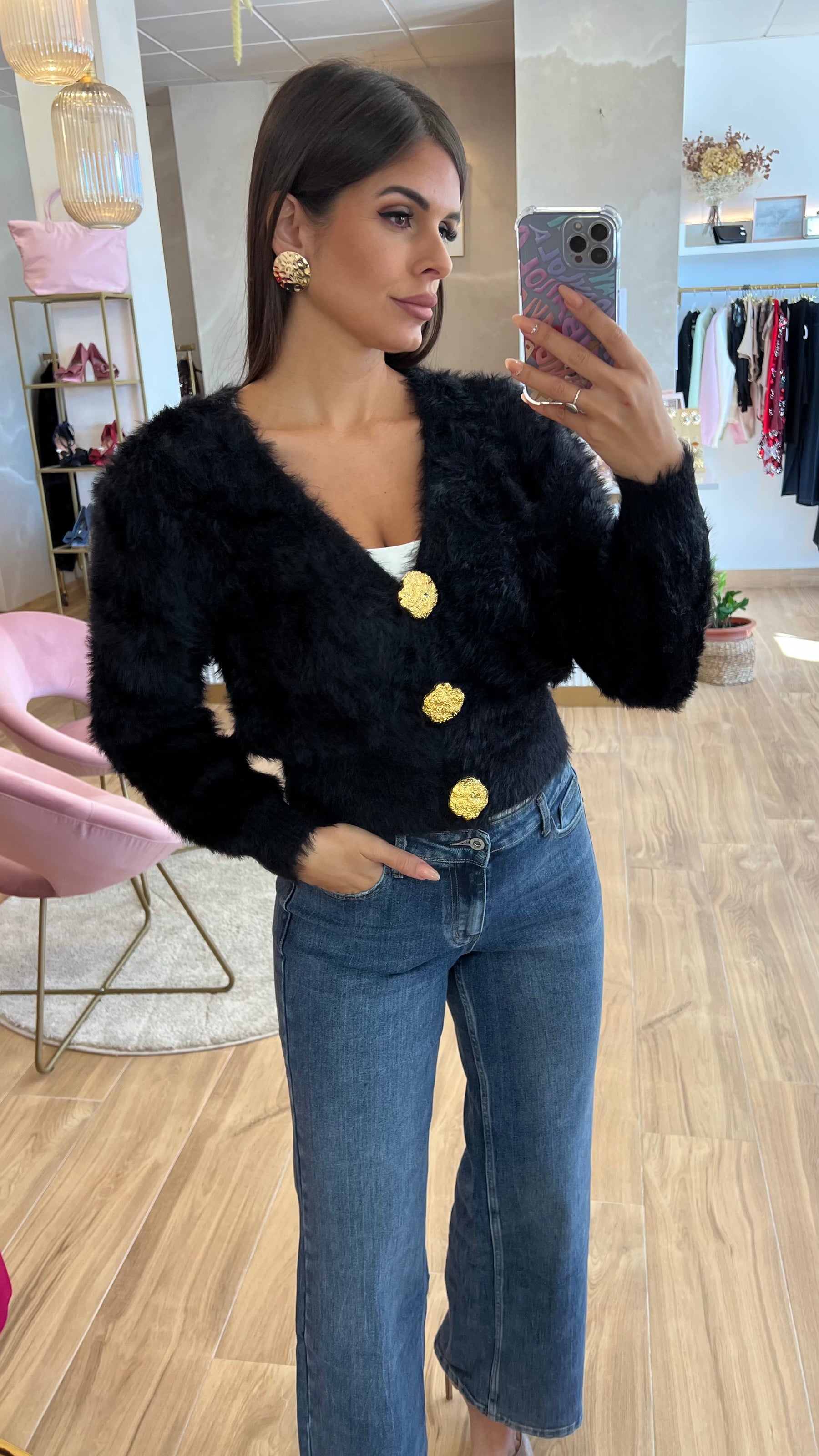 Rebeca Botones Oro Negra