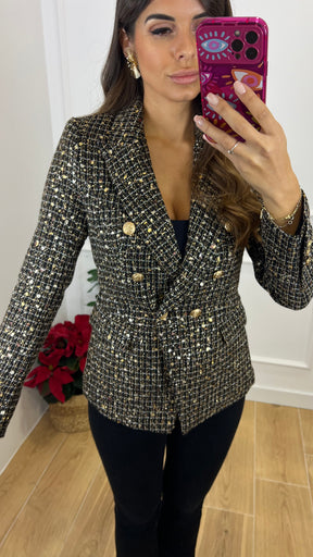 Chaqueta Blazer Negra Tweed