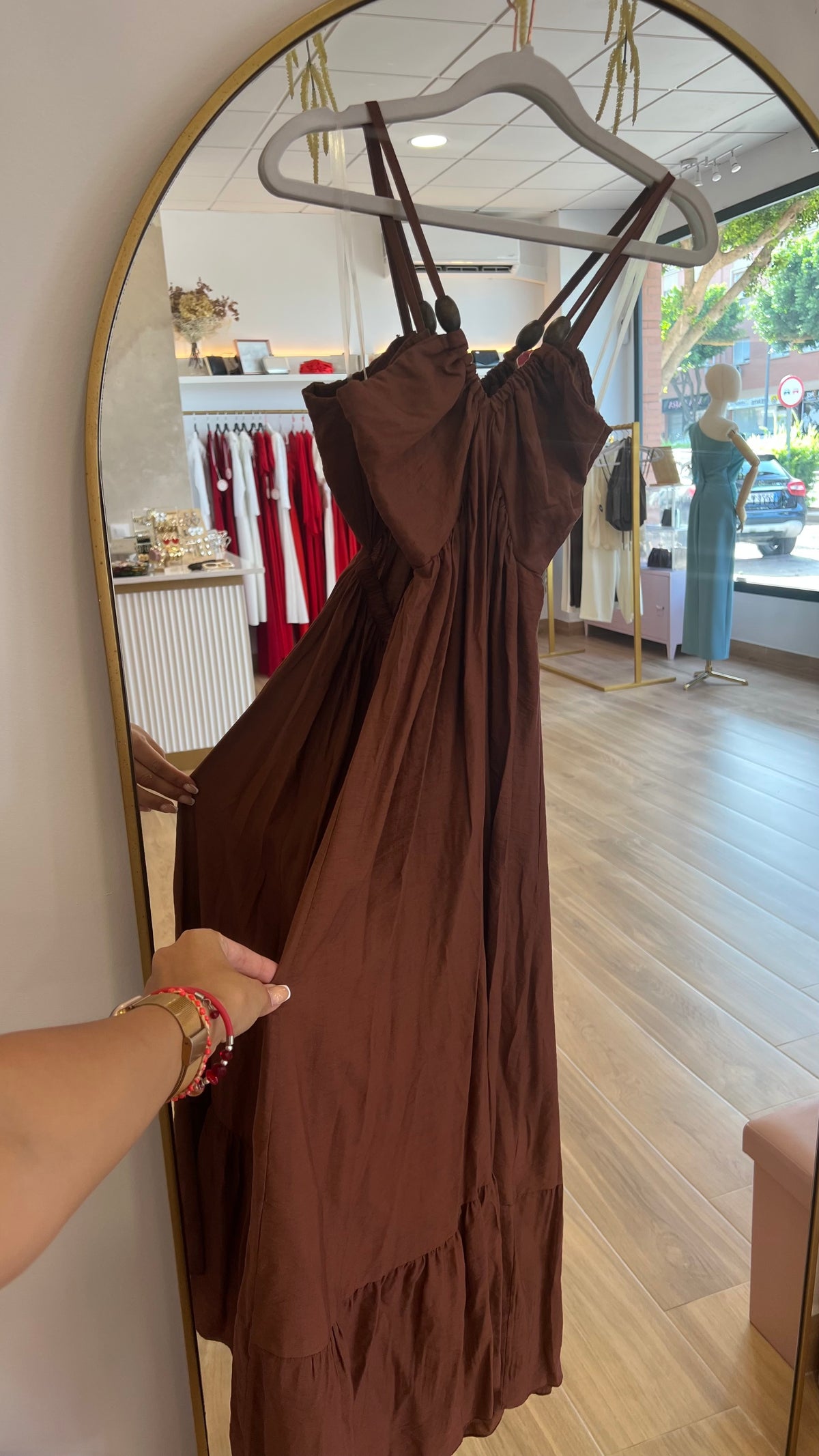 Vestido Chocolate Largo Coquitos