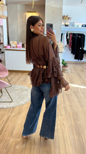 Blusa Volante Chocolate