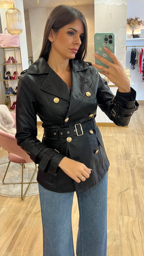 Chaqueta Abotonadura Efecto Piel