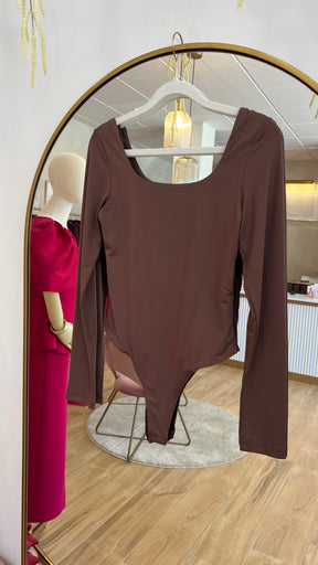 Body Básico Manga Larga Marrón