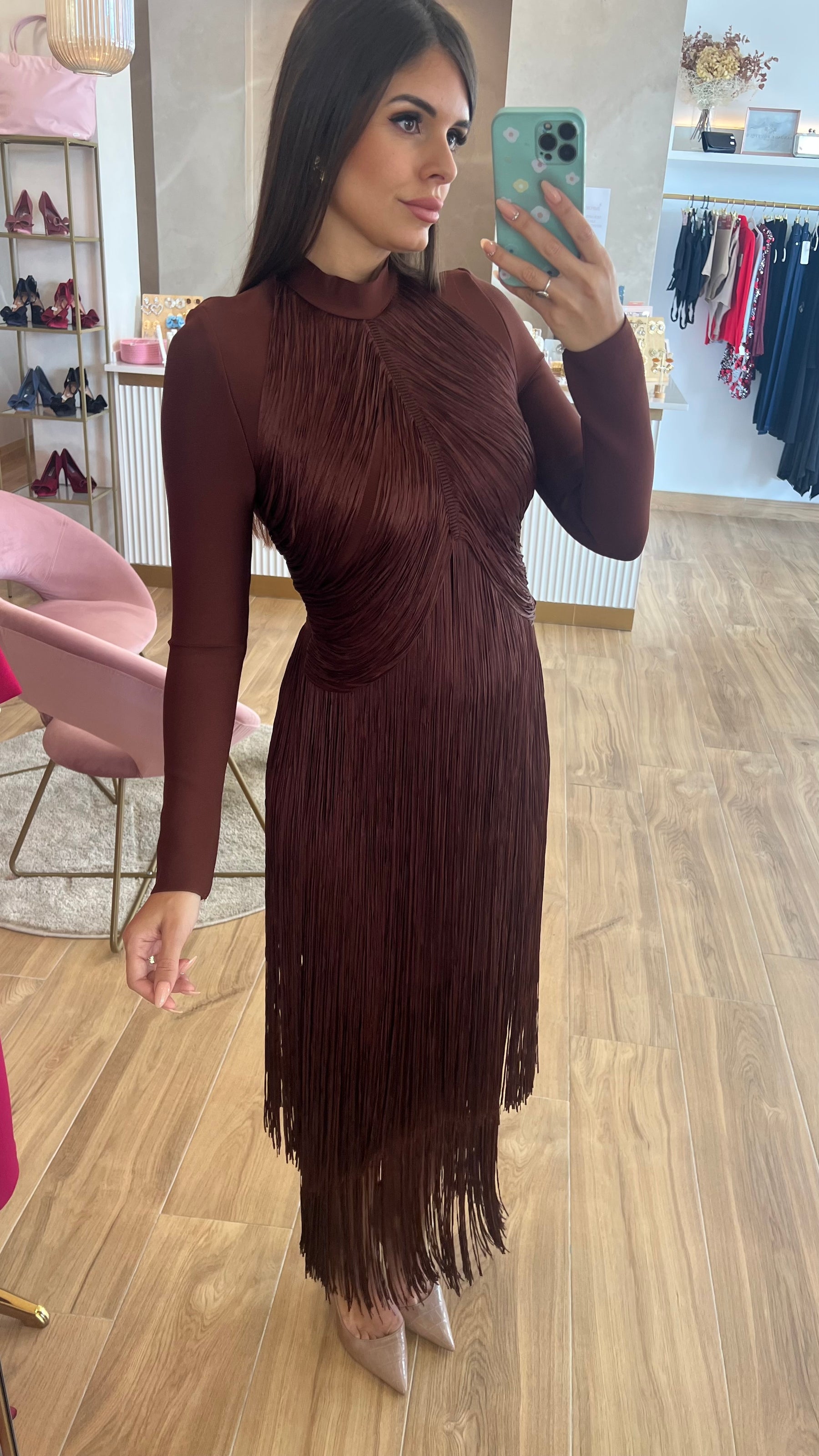 Vestido Bandage Flecos Chocolate