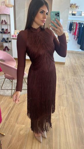 Vestido Bandage Flecos Chocolate