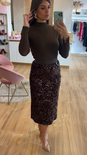 Falda Lentejuelas Marrón